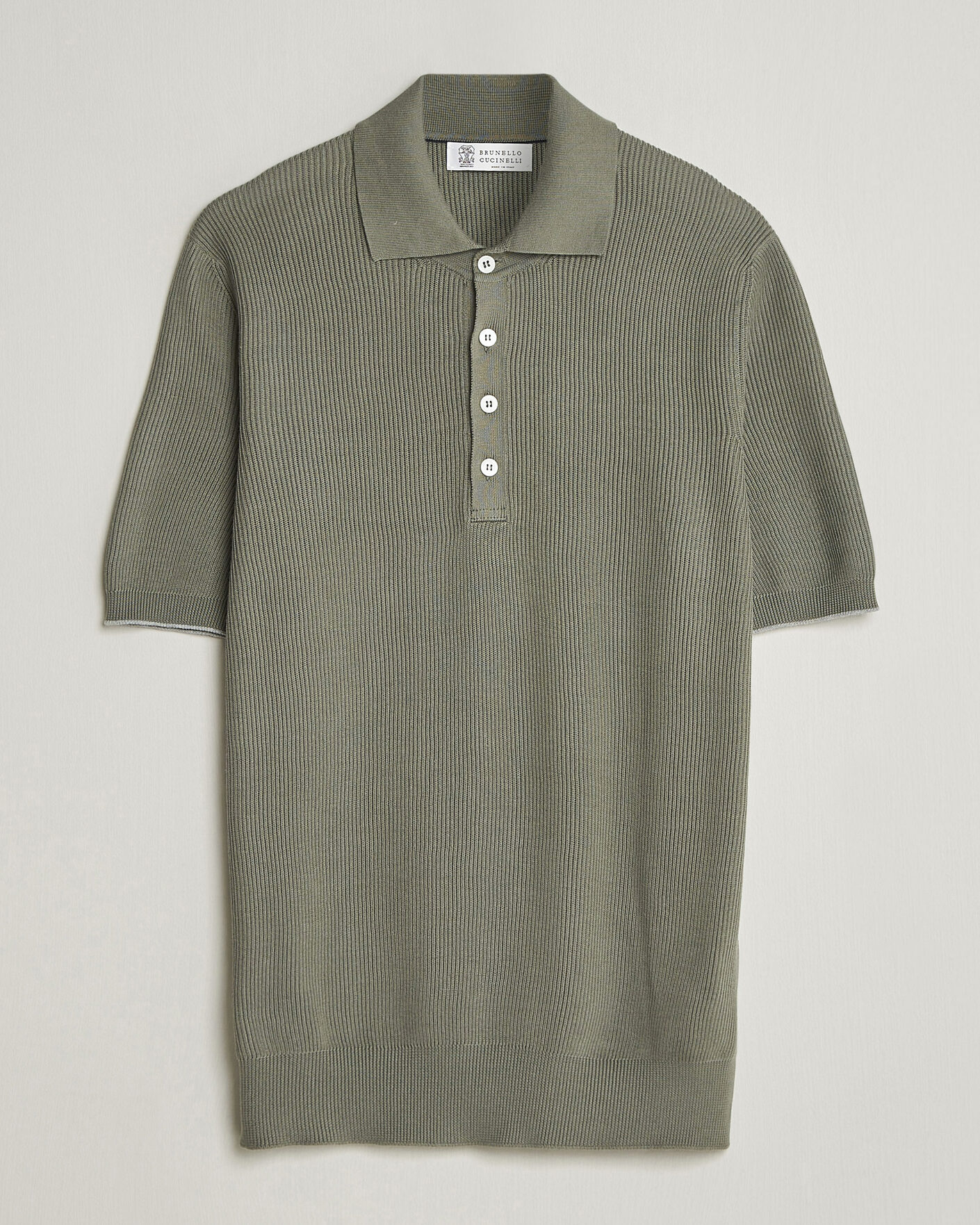 Herre | Polotrøjer | Brunello Cucinelli | Cotton Rib Knitted Polo Olive