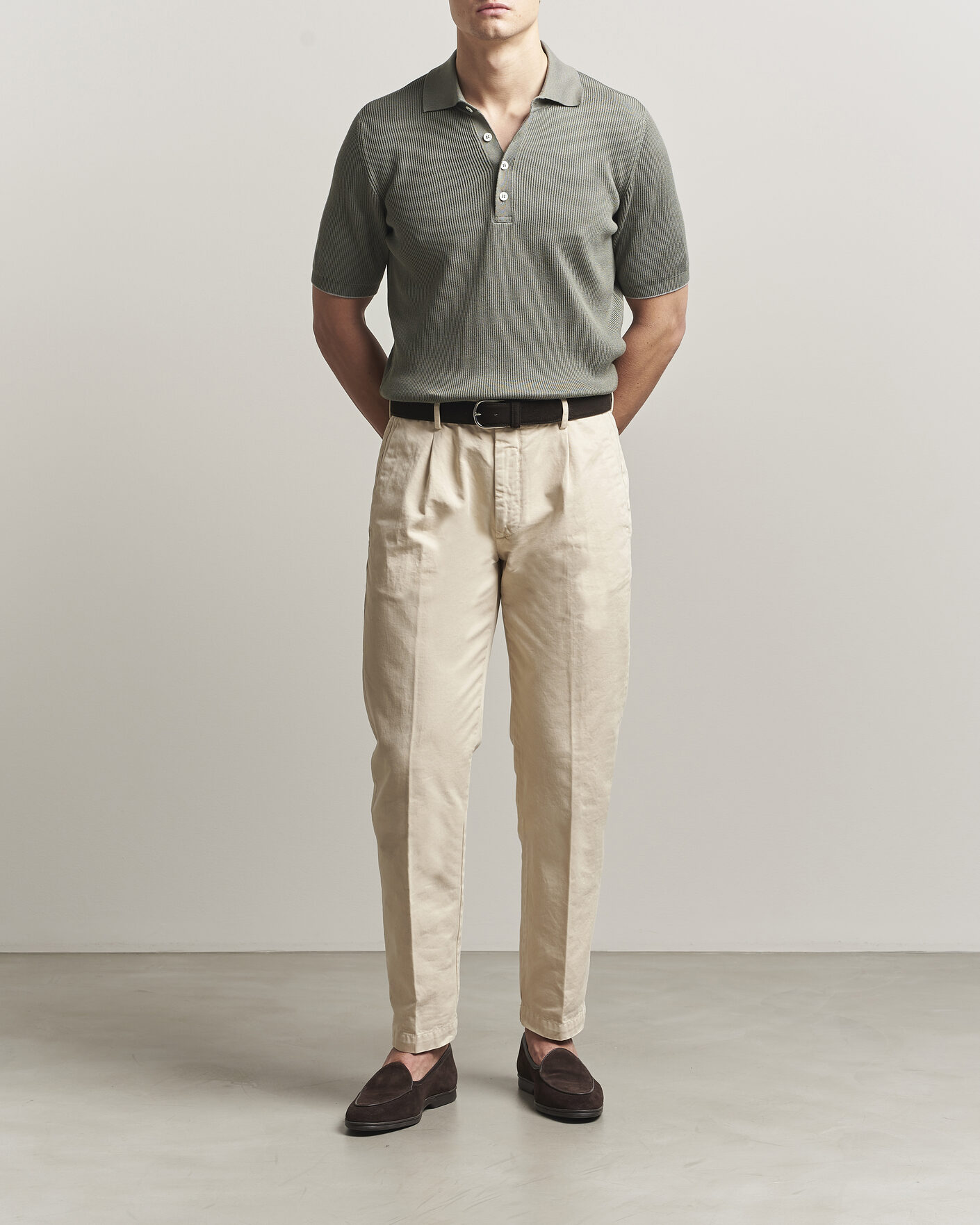 Herre | Polotrøjer | Brunello Cucinelli | Cotton Rib Knitted Polo Olive