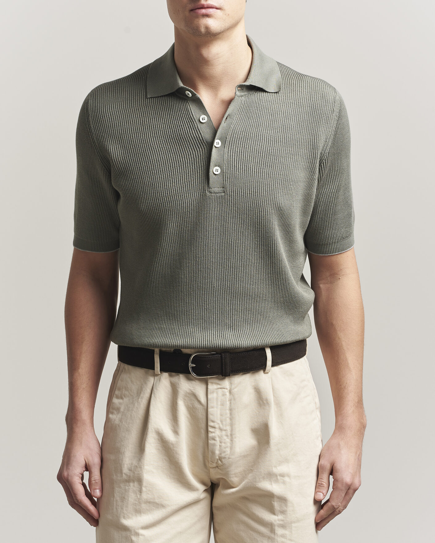 Herre | Polotrøjer | Brunello Cucinelli | Cotton Rib Knitted Polo Olive