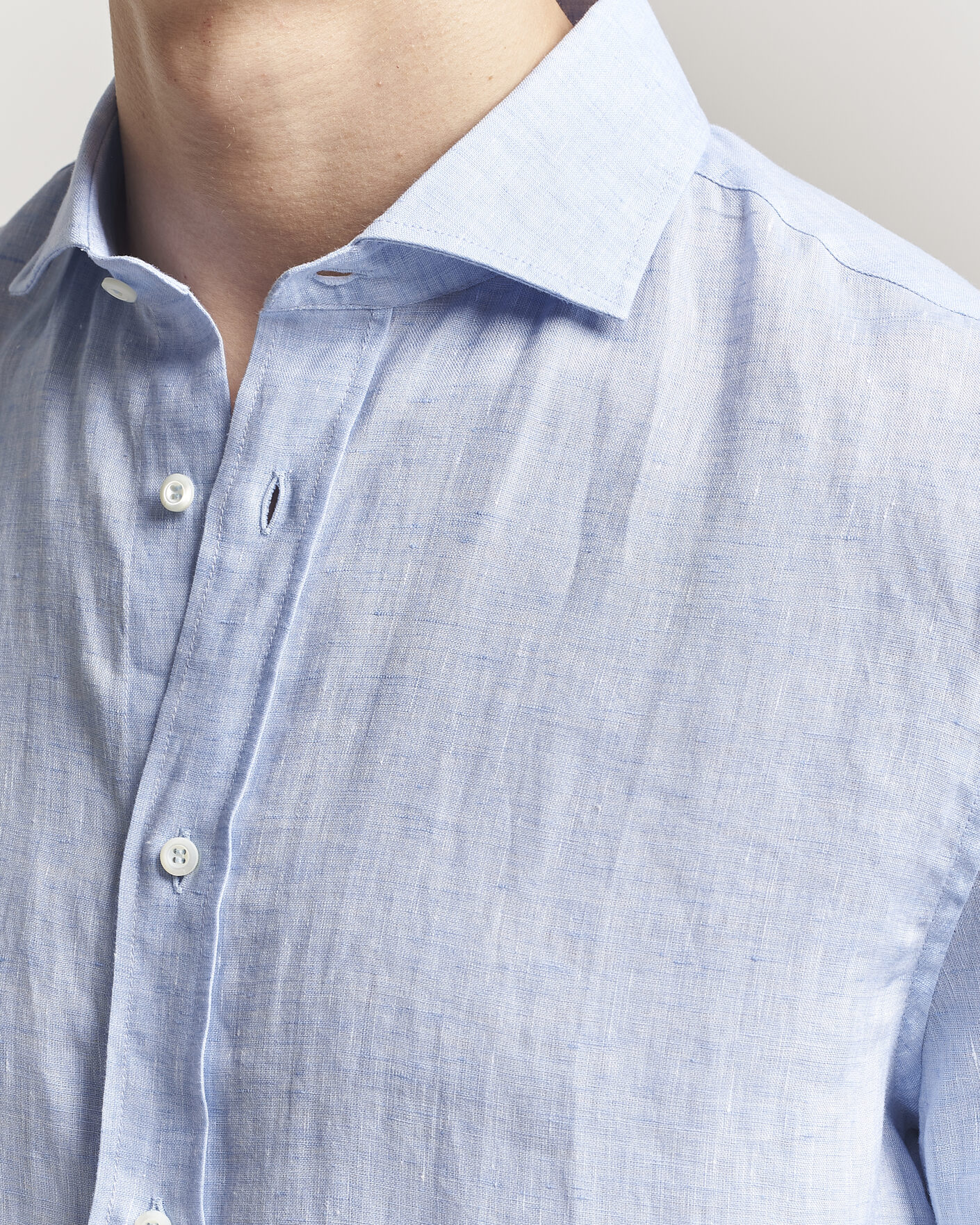Herre | Skjorter | Brunello Cucinelli | Easy Fit Linen Shirt Light Blue