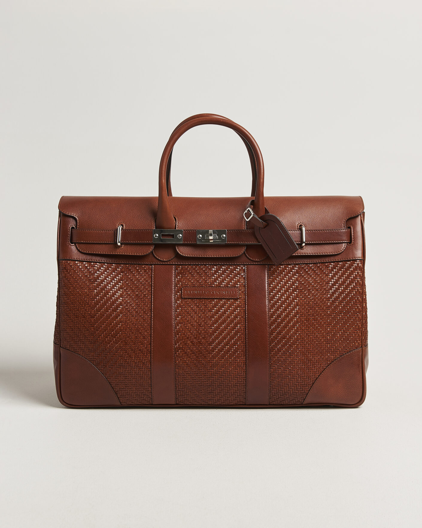 Herre | Tasker | Brunello Cucinelli | Woven Leather Duffle Bag Burnished Calf