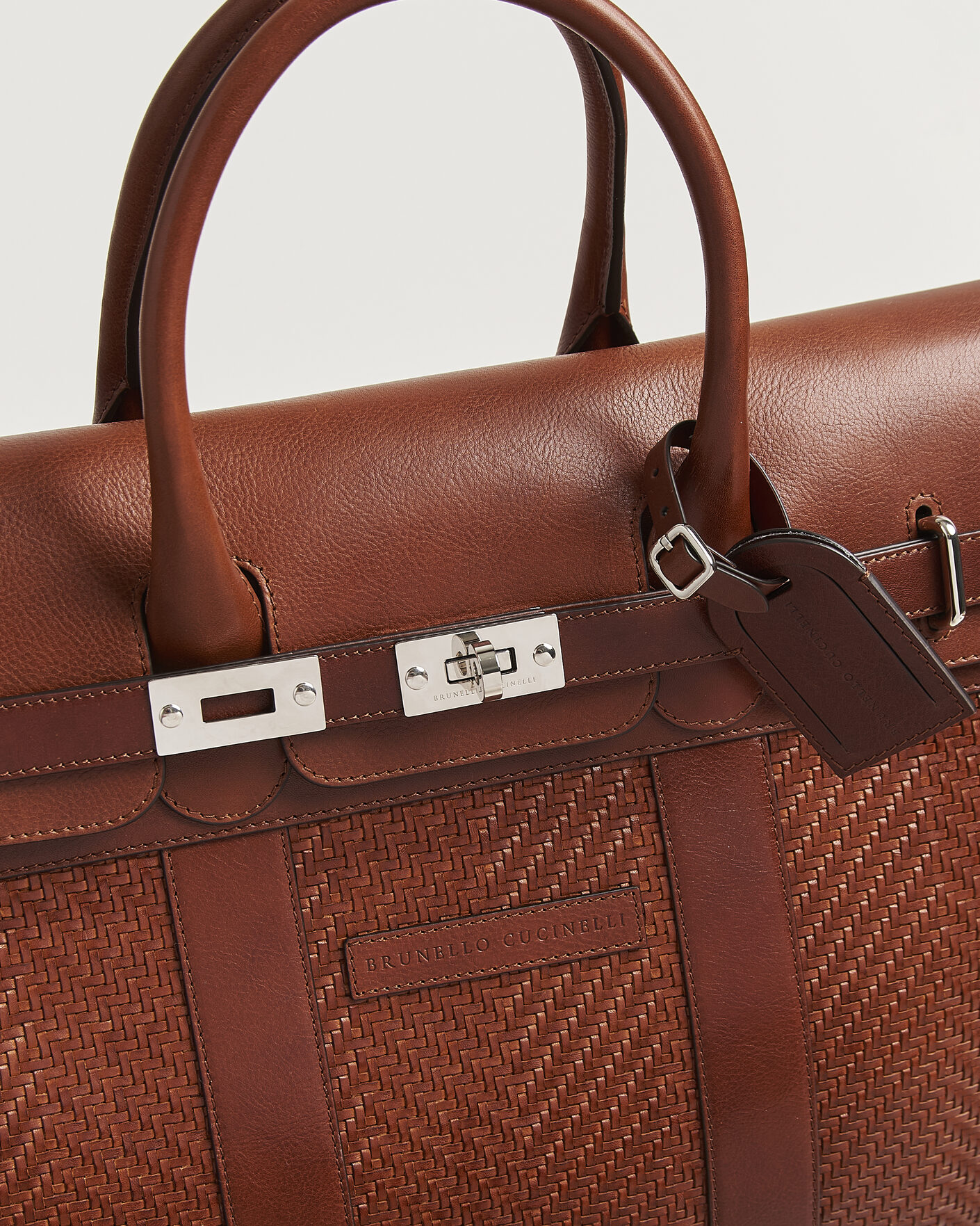 Herre | Tasker | Brunello Cucinelli | Woven Leather Duffle Bag Burnished Calf