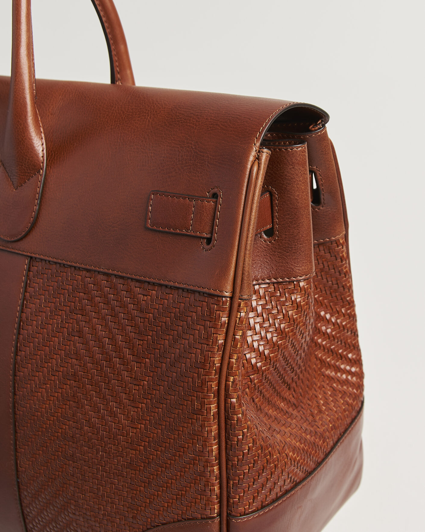 Herre | Tasker | Brunello Cucinelli | Woven Leather Duffle Bag Burnished Calf