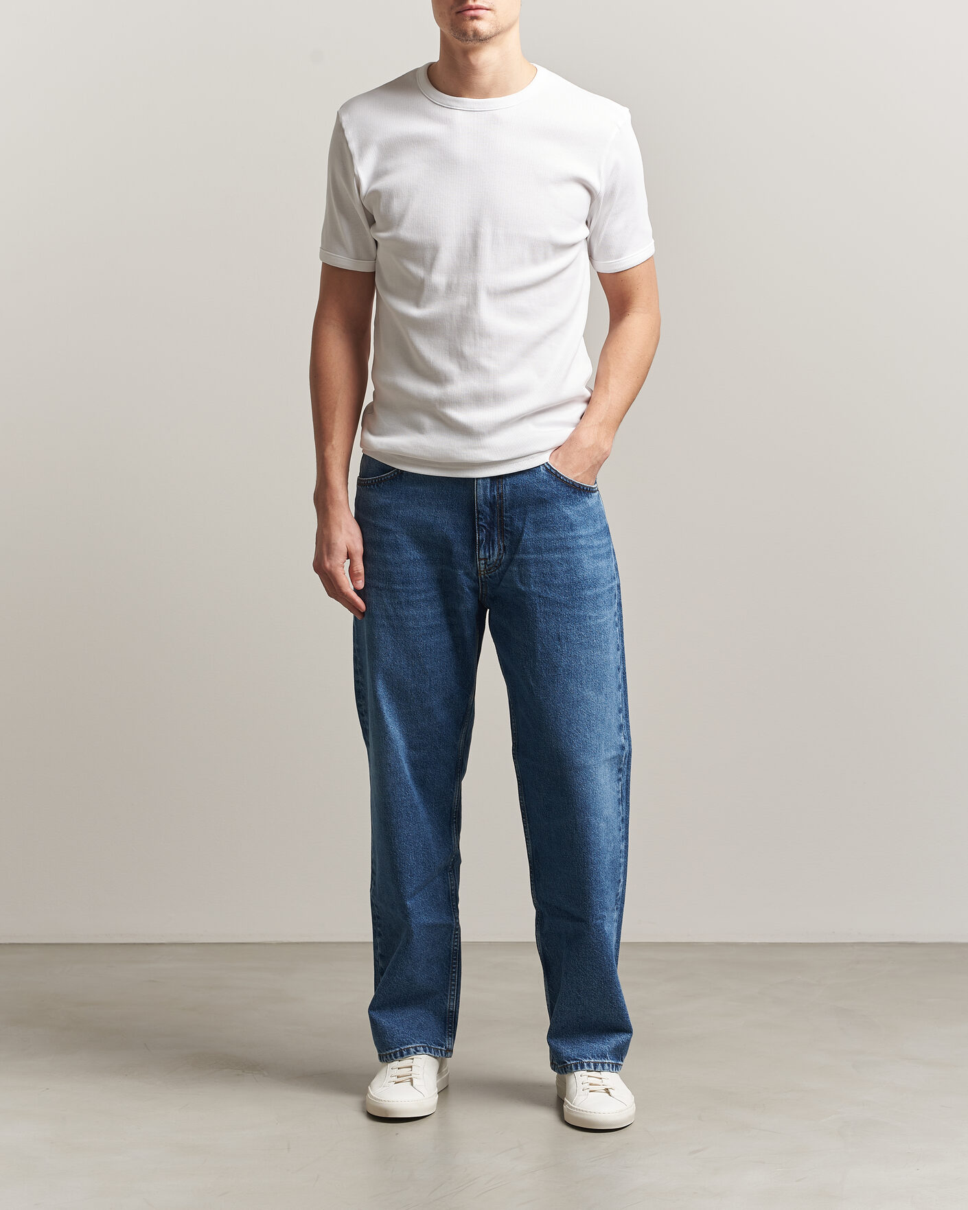Herre | T-Shirts | Bread & Boxers | Ribbed Crew Neck T-Shirt White