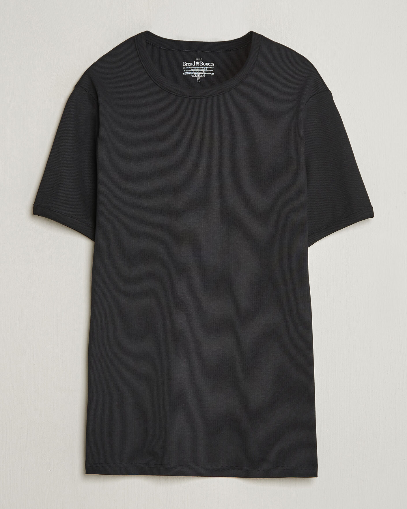 Herre | T-Shirts | Bread & Boxers | Ribbed Crew Neck T-Shirt Black