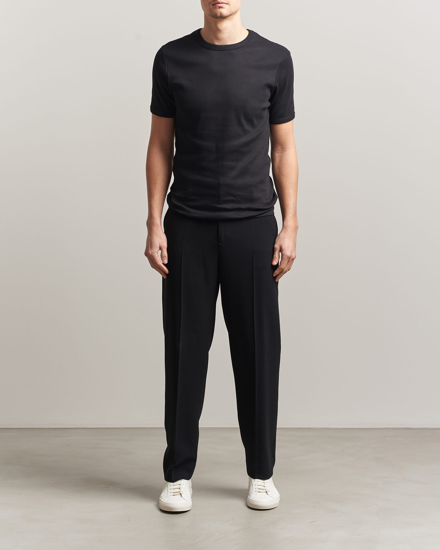 Herre | T-Shirts | Bread & Boxers | Ribbed Crew Neck T-Shirt Black