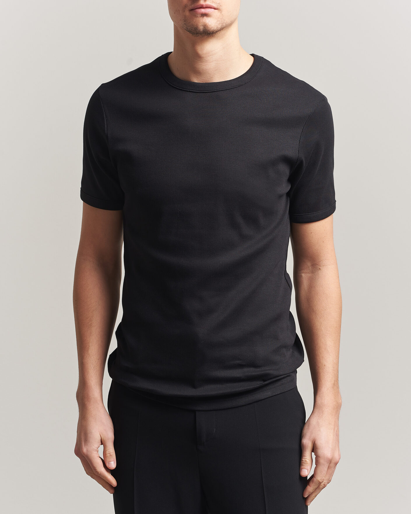 Herre | T-Shirts | Bread & Boxers | Ribbed Crew Neck T-Shirt Black