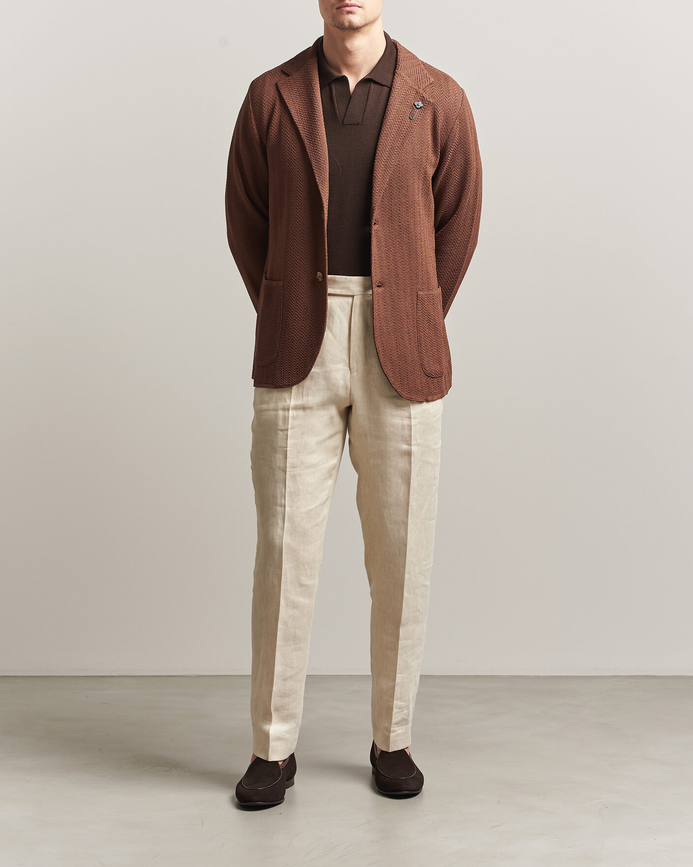 Herre | Blazere & jakker | Lardini | Structured Cotton/Viscose Knit Jacket Brown
