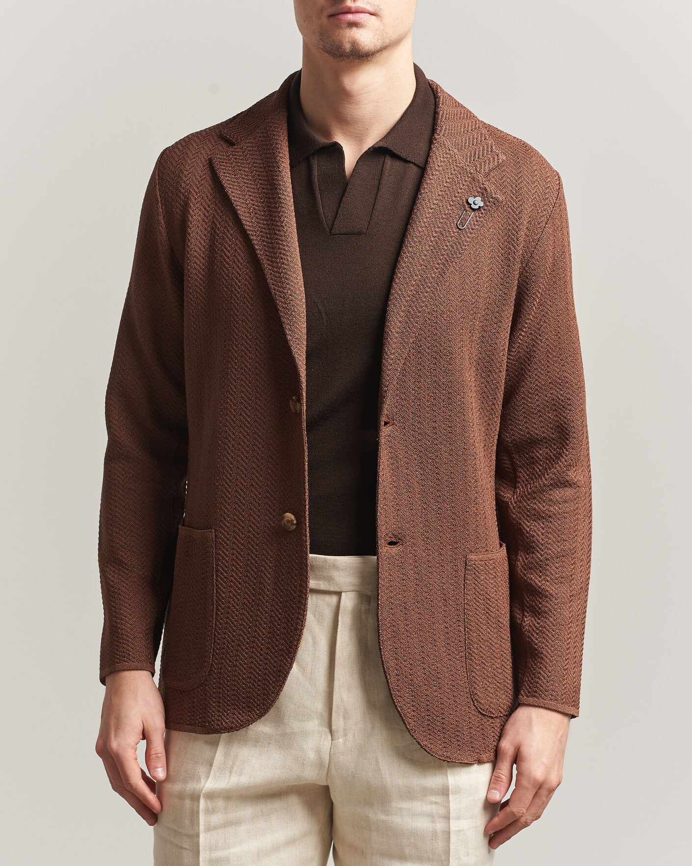 Herre | Blazere & jakker | Lardini | Structured Cotton/Viscose Knit Jacket Brown