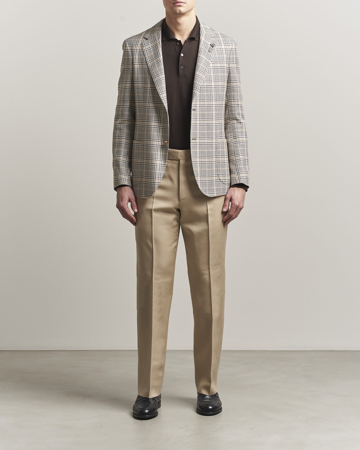 Herre | Bukser | Lardini | Palu Straight Fit Viscose/Silk Trousers Beige