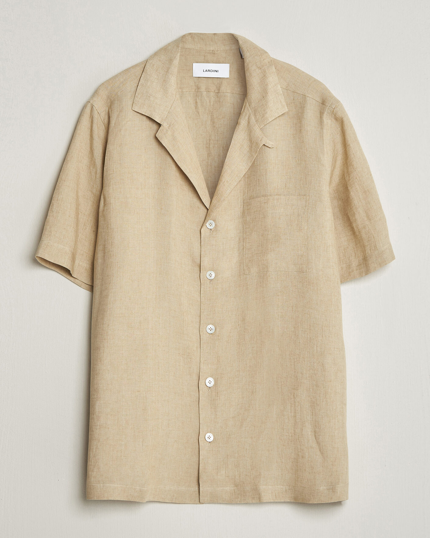 Herre | Skjorter | Lardini | Klop Short Sleeve Linen Resort Shirt Beige