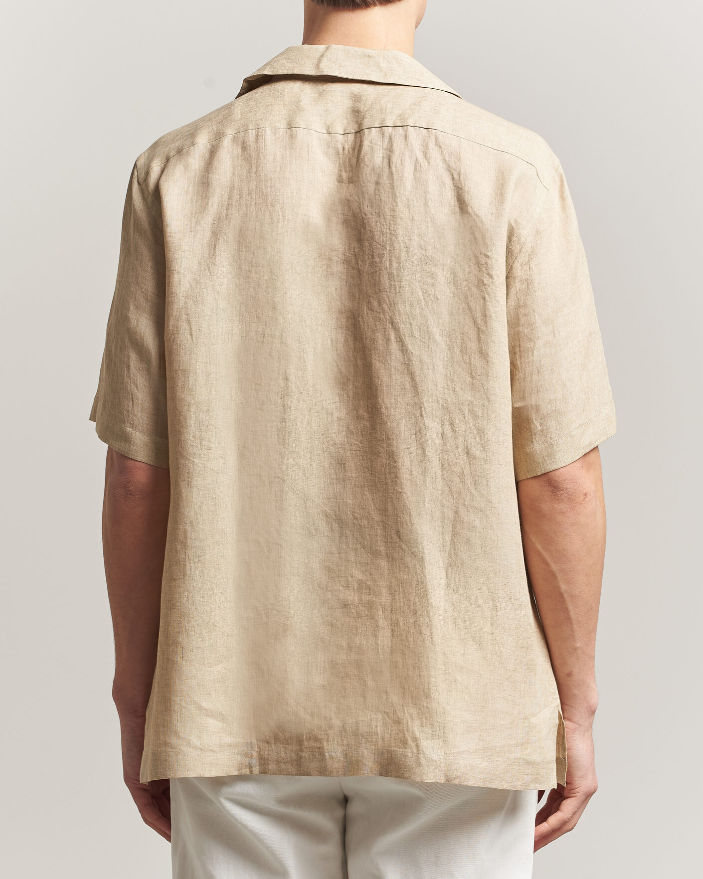 Herre | Skjorter | Lardini | Klop Short Sleeve Linen Resort Shirt Beige