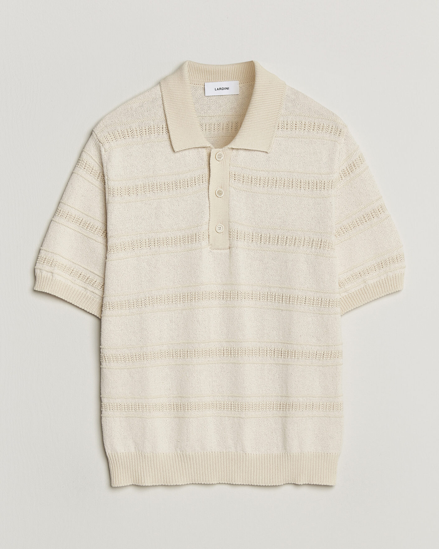 Herre | Polotrøjer | Lardini | Strcture Knitted Organic/Recycled Cotton Polo White