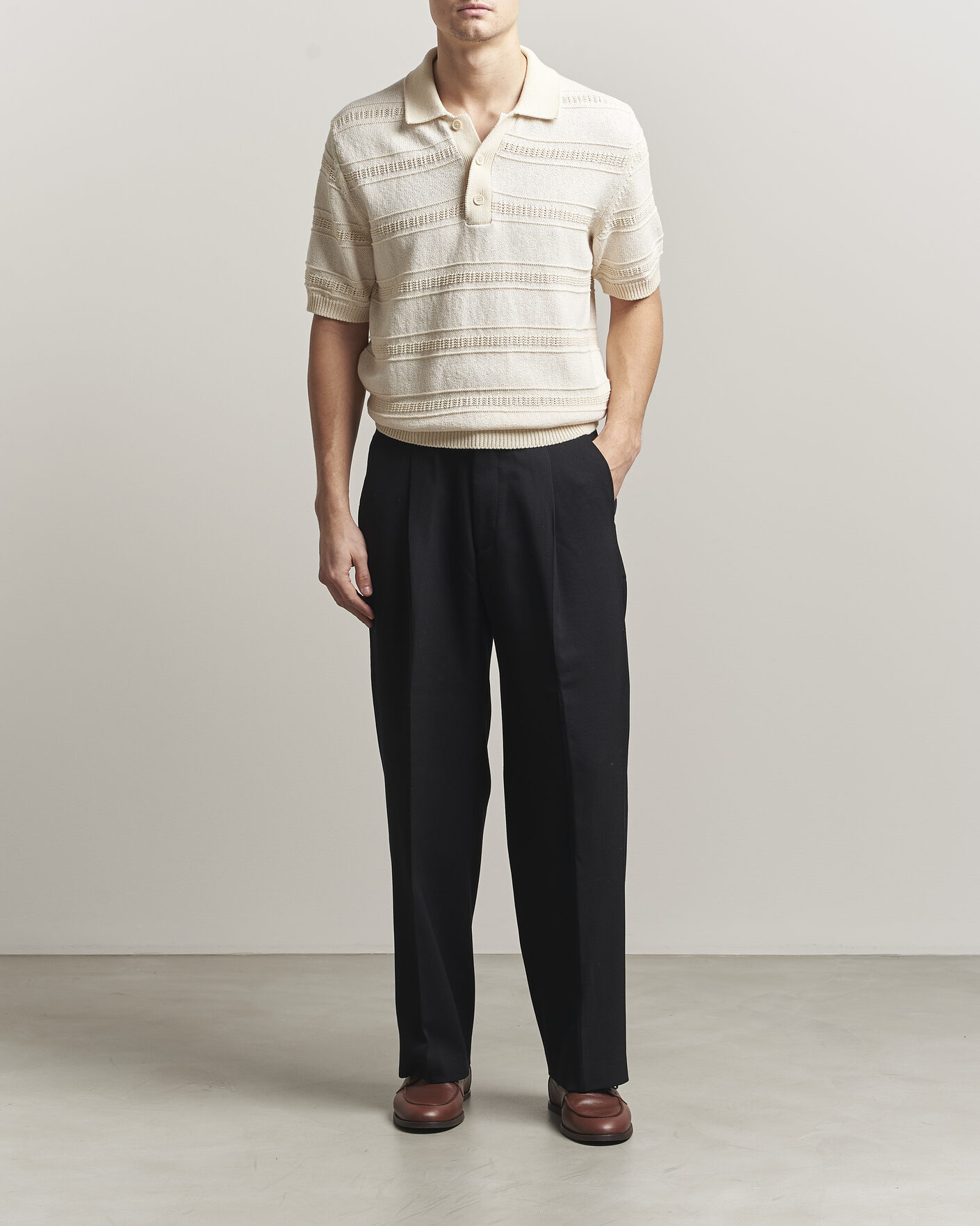 Herre | Polotrøjer | Lardini | Strcture Knitted Organic/Recycled Cotton Polo White