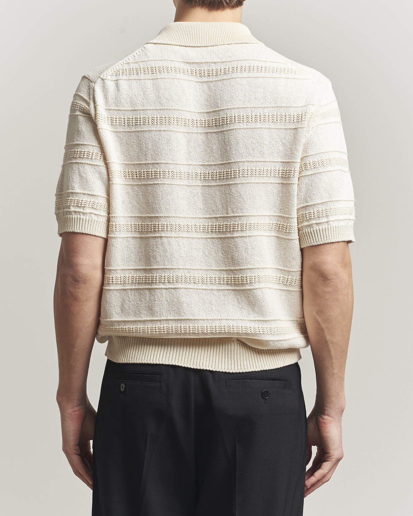 Herre | Polotrøjer | Lardini | Strcture Knitted Organic/Recycled Cotton Polo White