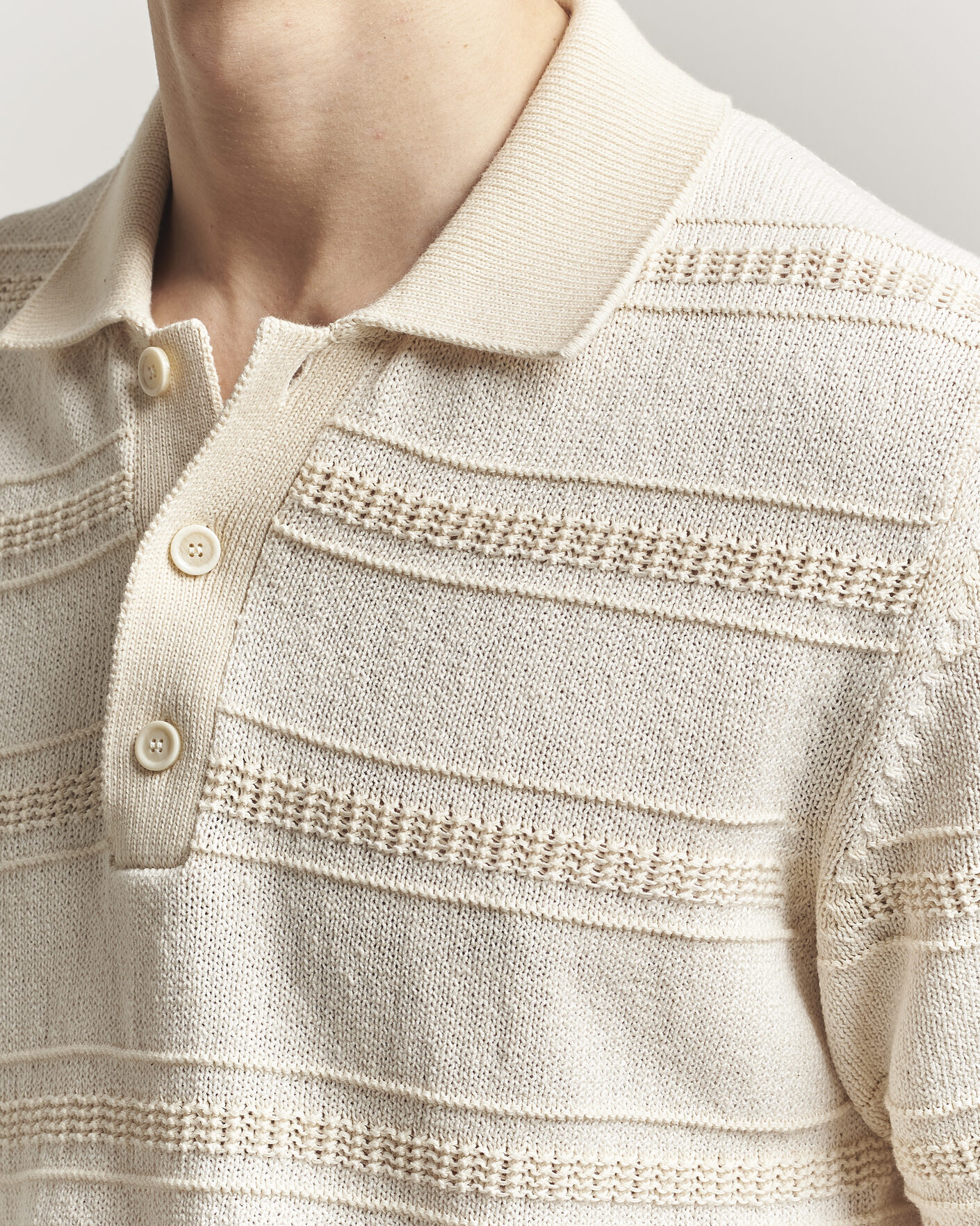 Herre | Polotrøjer | Lardini | Strcture Knitted Organic/Recycled Cotton Polo White