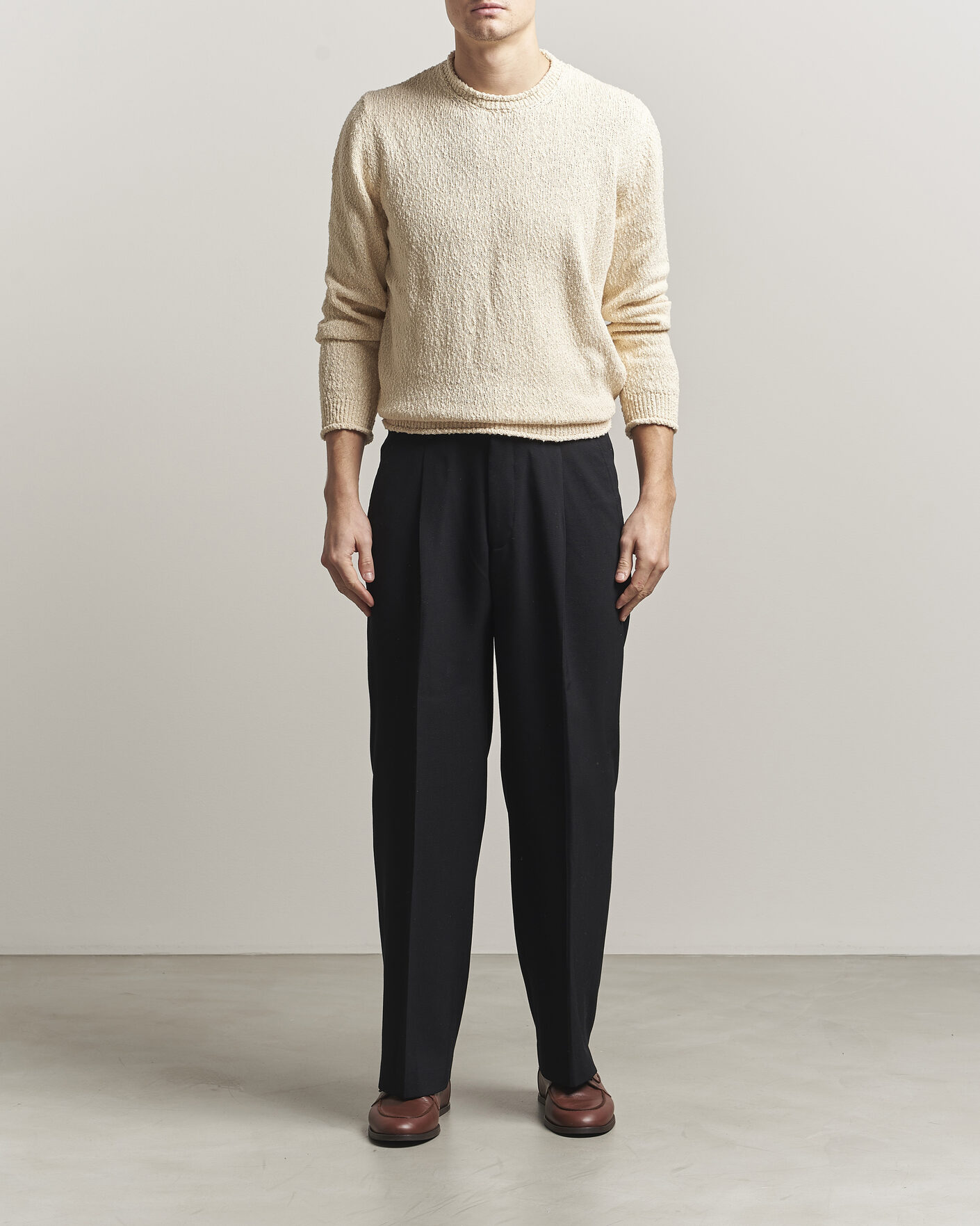 Herre | Trøjer | Lardini | Organic Cotton Crew Neck Natural