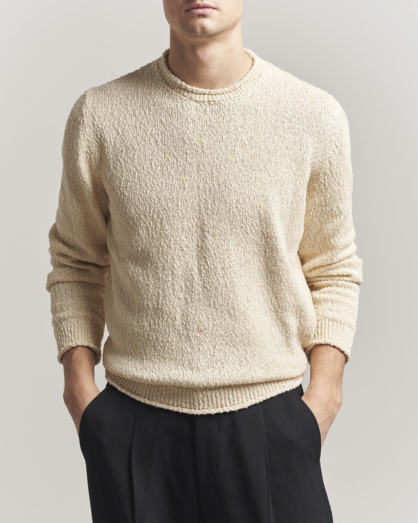 Herre | Trøjer | Lardini | Organic Cotton Crew Neck Natural