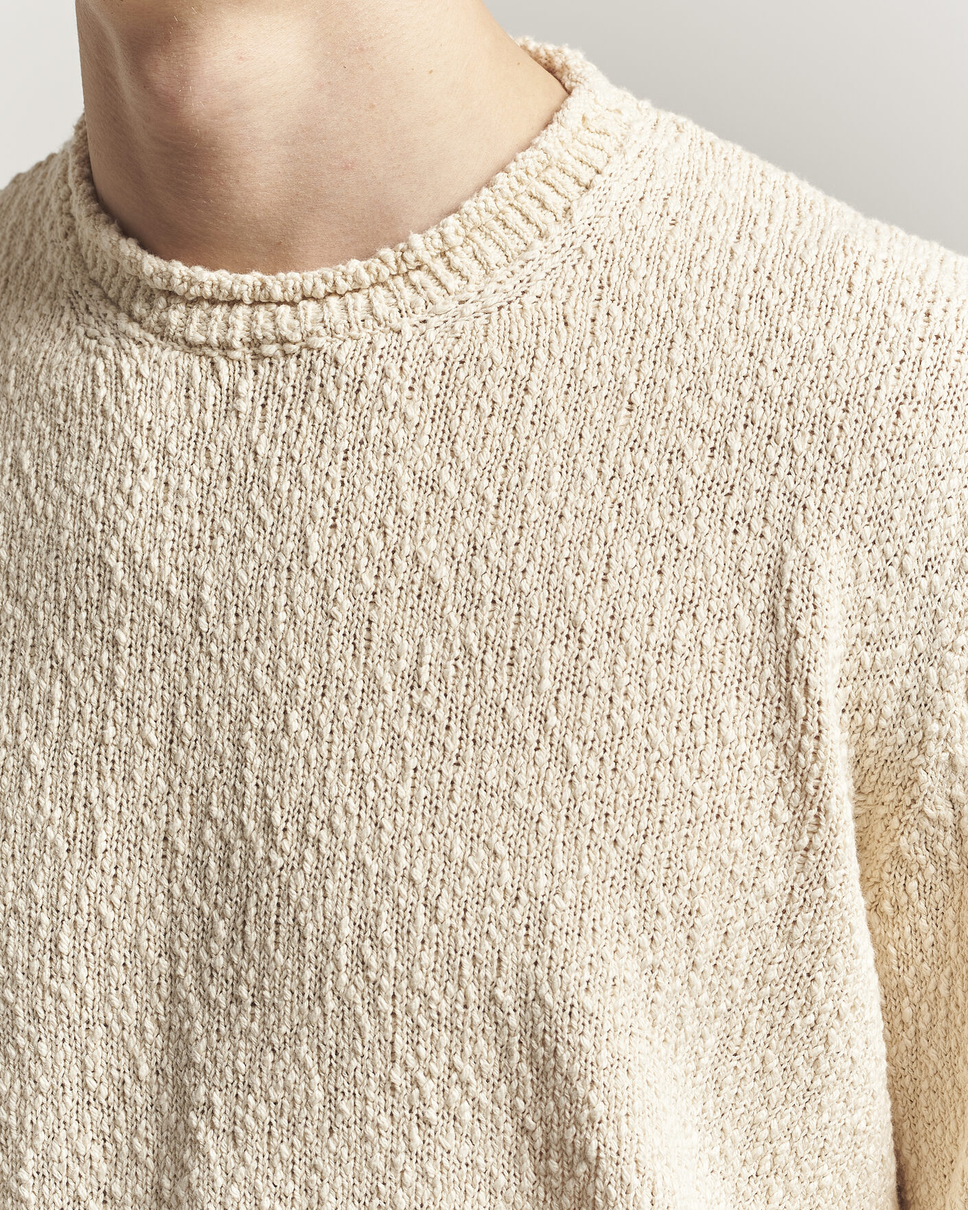 Herre | Trøjer | Lardini | Organic Cotton Crew Neck Natural