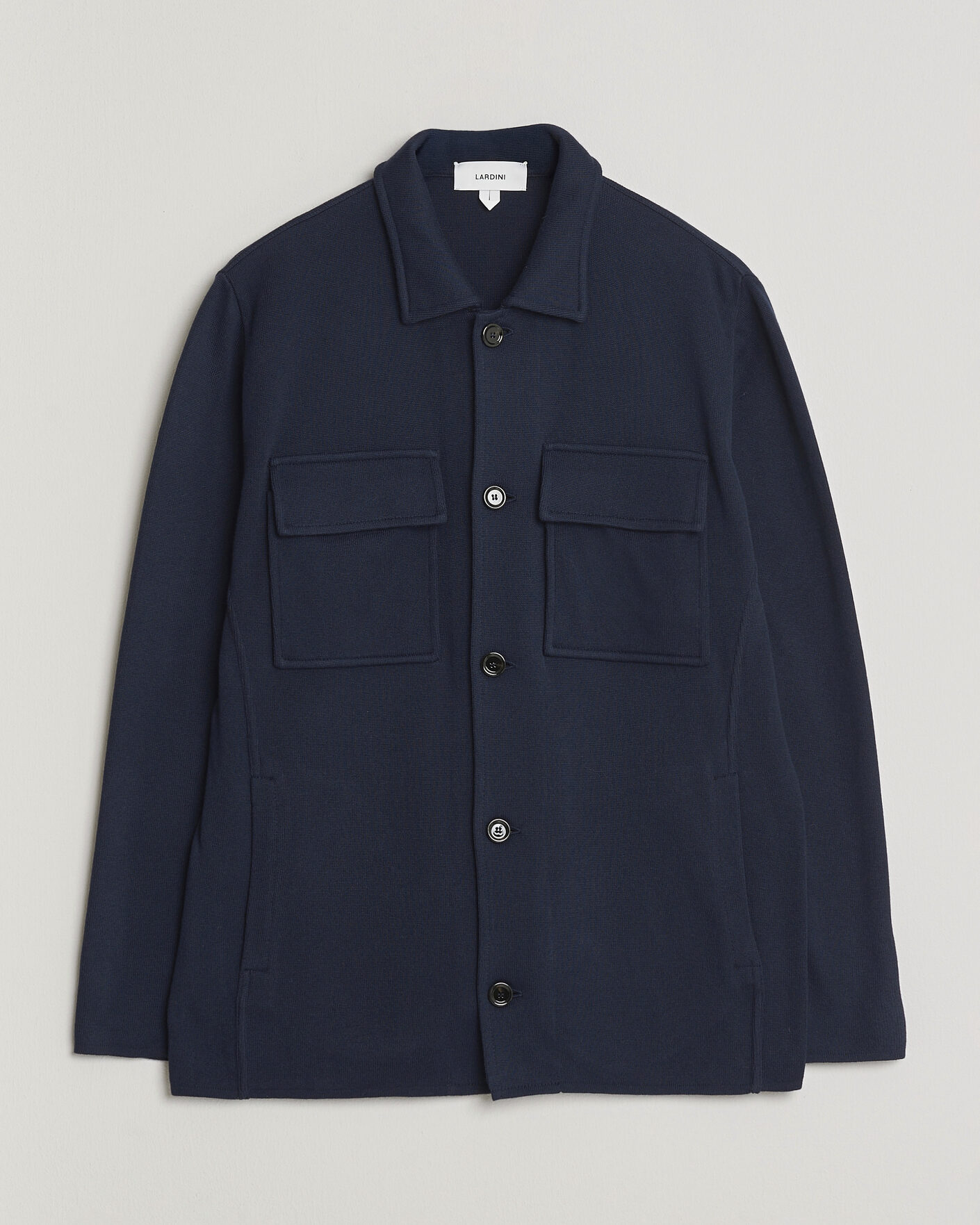 Herre | Jakker | Lardini | Knitted Cotton Pocket Shirt Jacket Navy