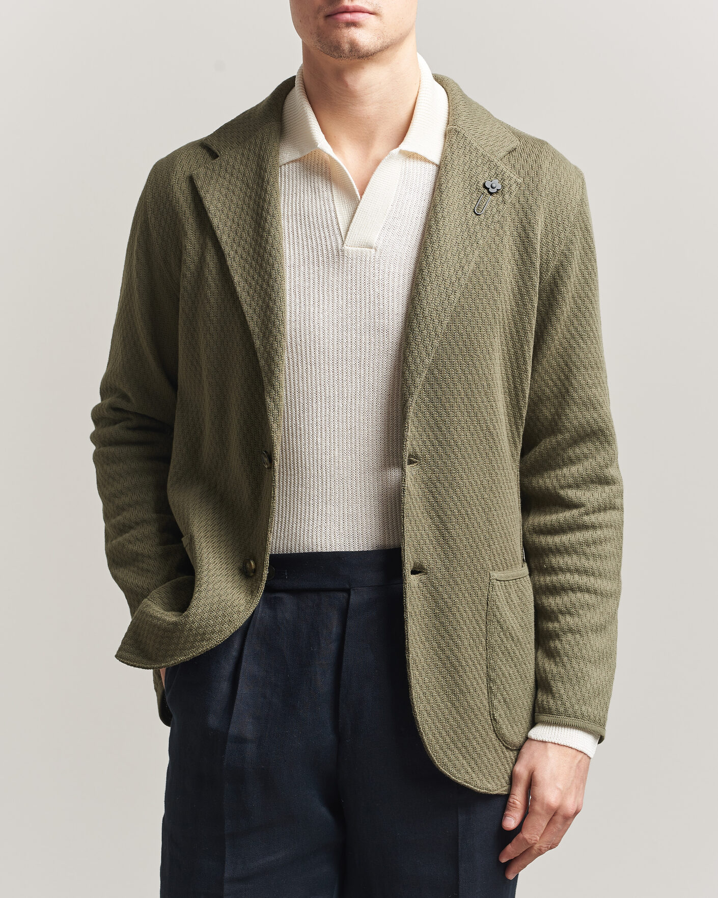 Herre | Blazere & jakker | Lardini | Knitted Structure Cotton Blazer Green