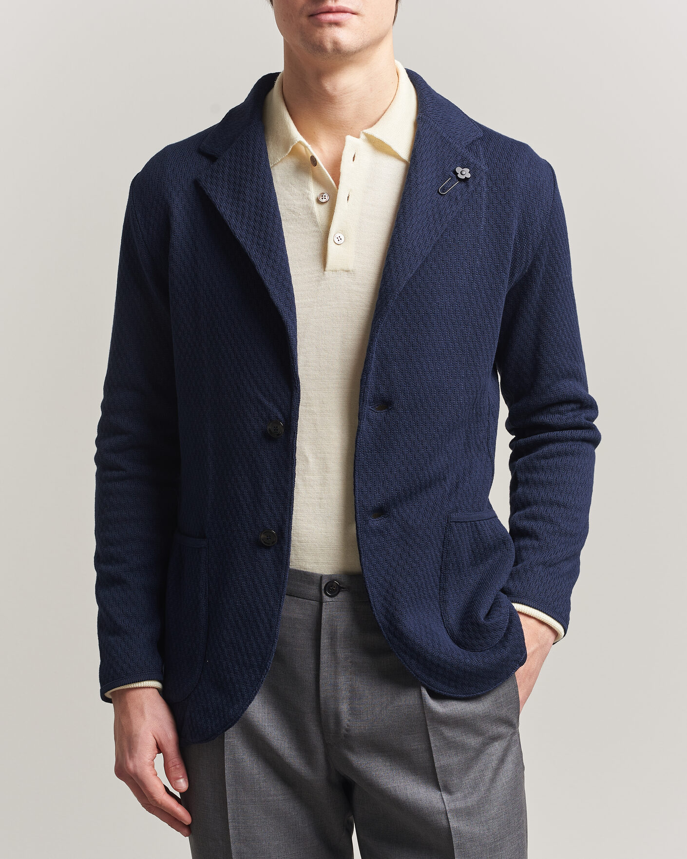 Herre | Blazere & jakker | Lardini | Knitted Structure Cotton Blazer Navy