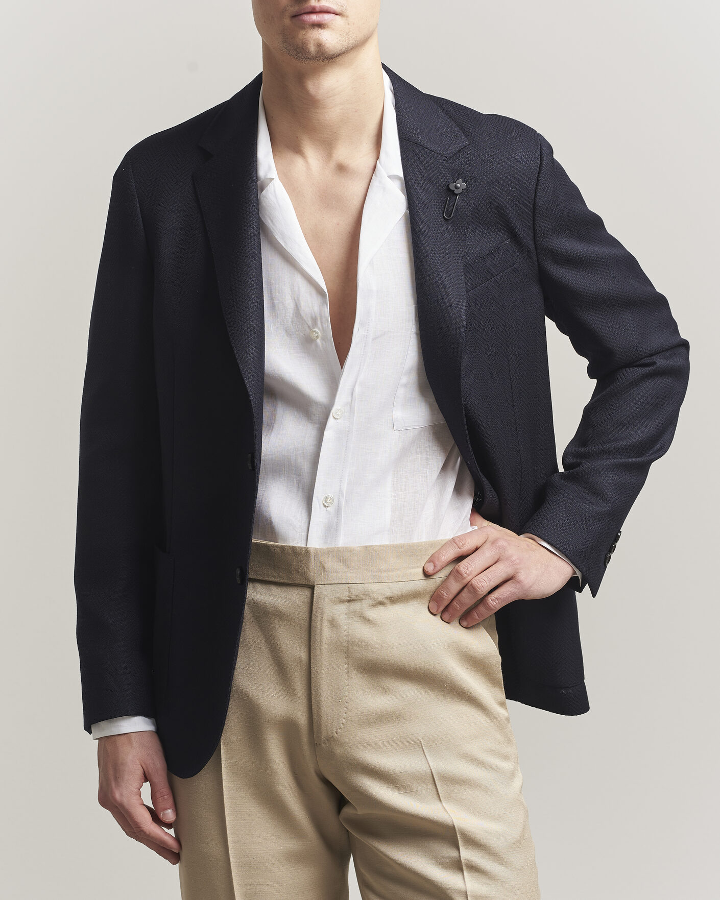 Herre | Blazere & jakker | Lardini | Herringbone Light Wool Blazer Navy