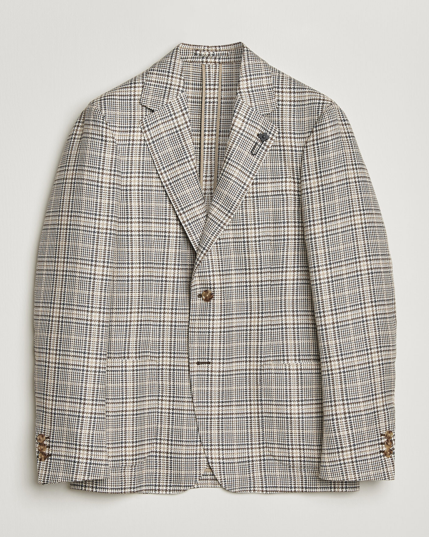 Herre | Blazere & jakker | Lardini | Multi Check Cotton/Linen Blazer Beige