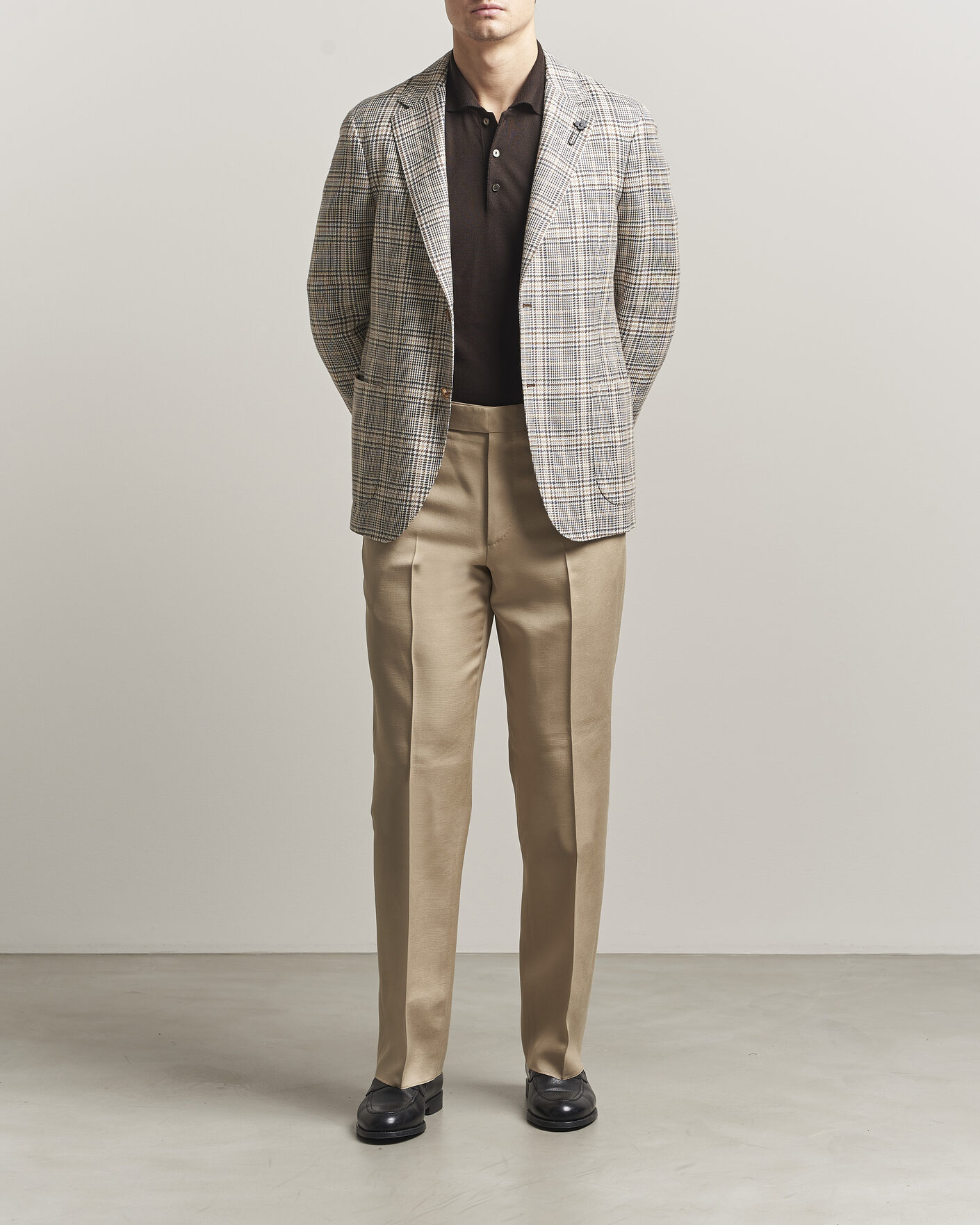 Herre | Blazere & jakker | Lardini | Multi Check Cotton/Linen Blazer Beige