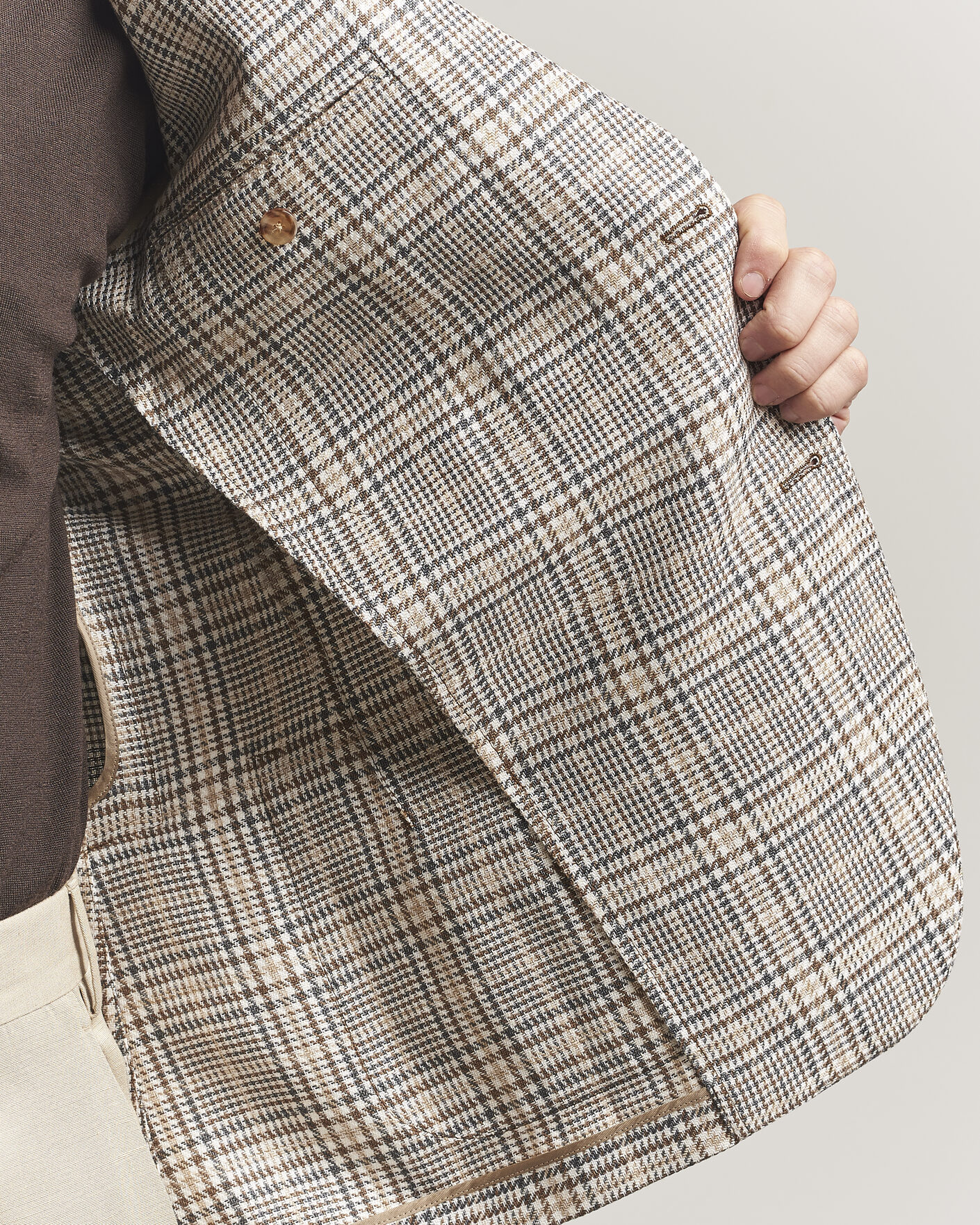 Herre | Blazere & jakker | Lardini | Multi Check Cotton/Linen Blazer Beige