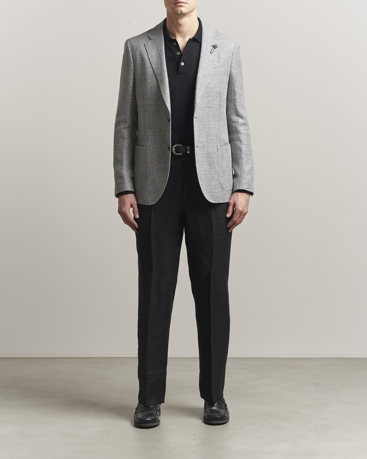 Herre | Bukser | Lardini | Palu Straight Fit Linen Trousers Black