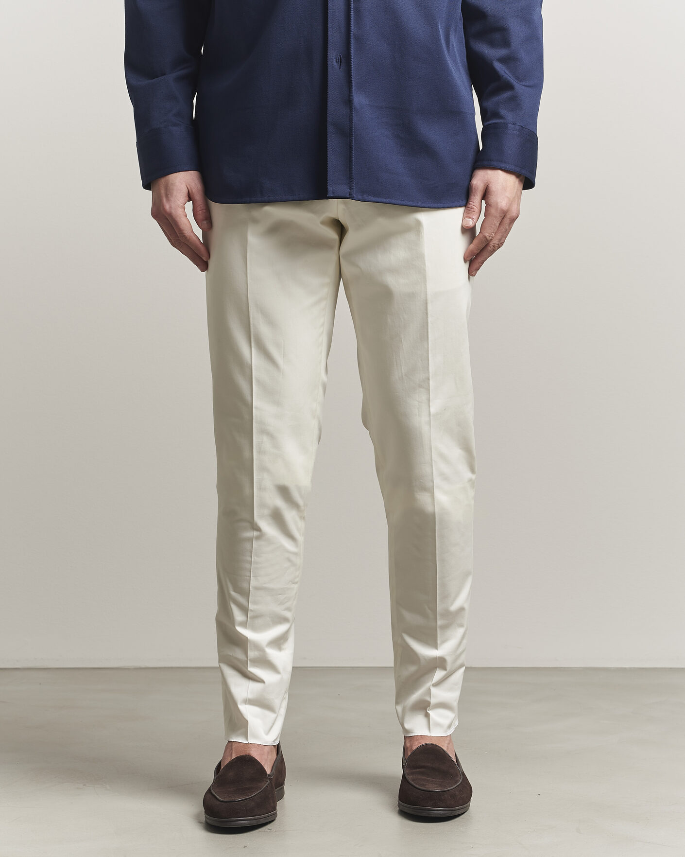 Herre | Bukser | Lardini | Lyon Cotton Twill Stretch Trousers White