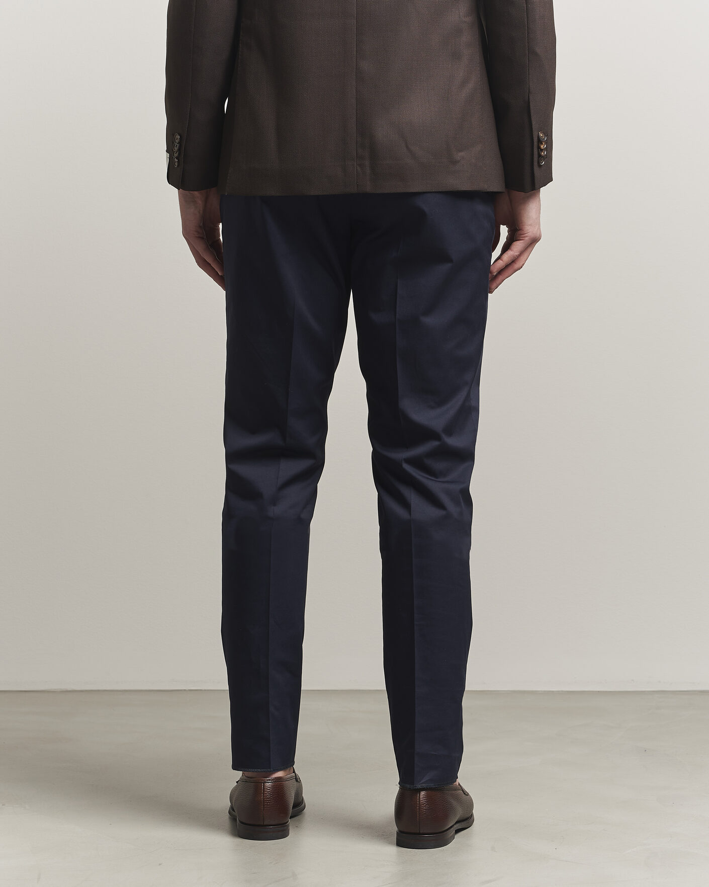 Herre | Bukser | Lardini | Lyon Cotton Twill Stretch Trousers Navy