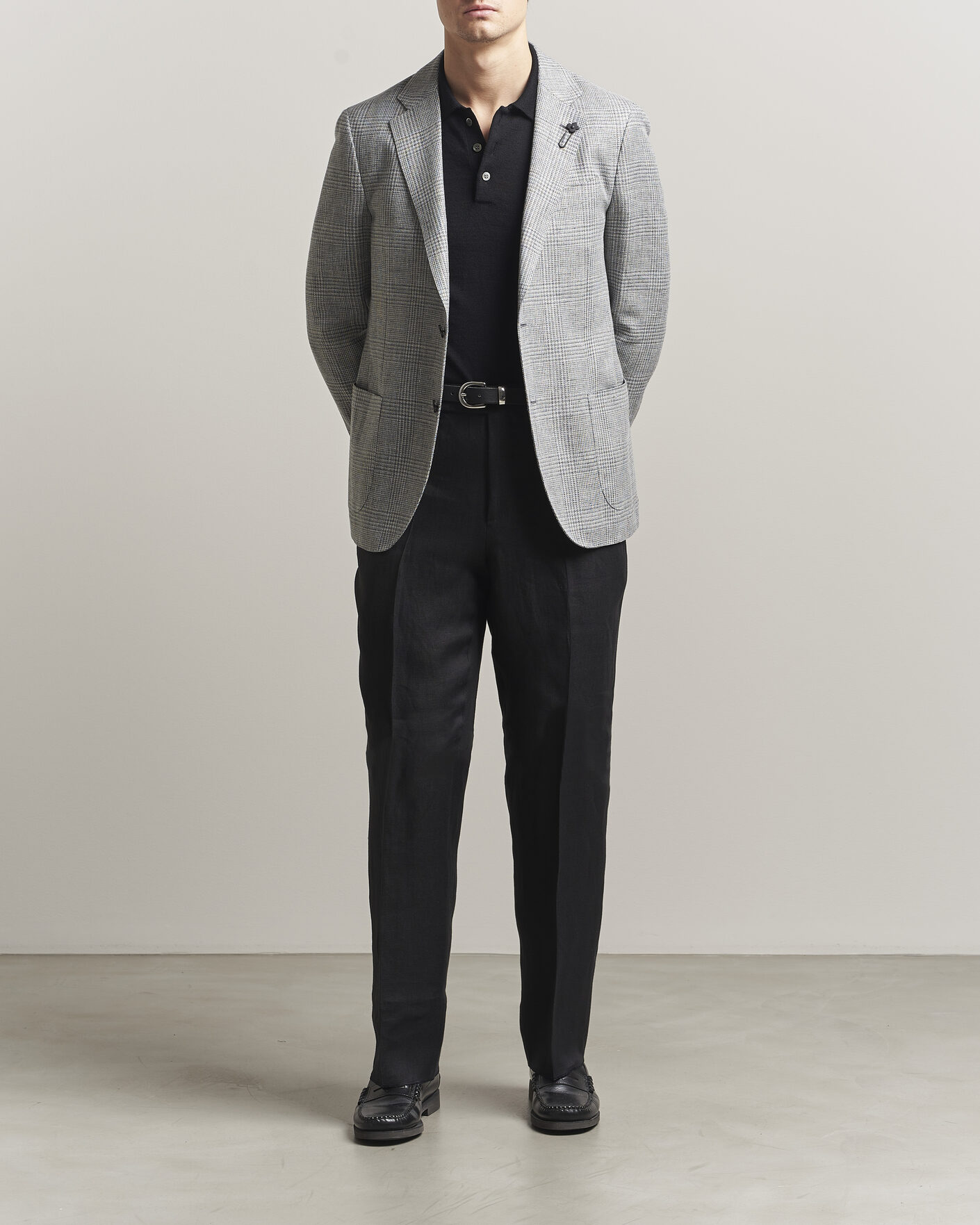 Herre | Blazere & jakker | Lardini | Checked Linen/Wool Blazer Grey
