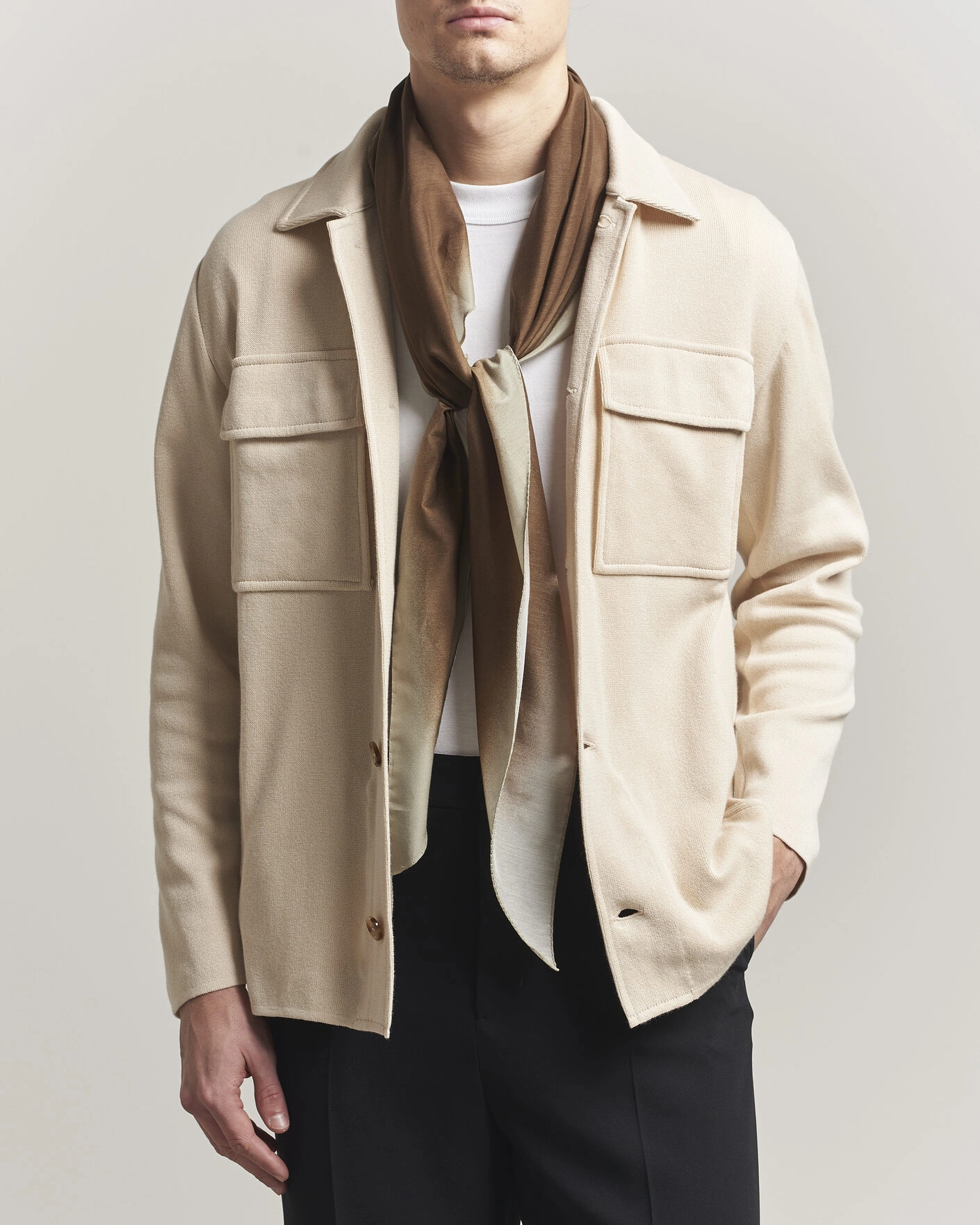 Herre | Blazere & jakker | Lardini | Knitted Cotton Pocket Shirt Jacket Beige