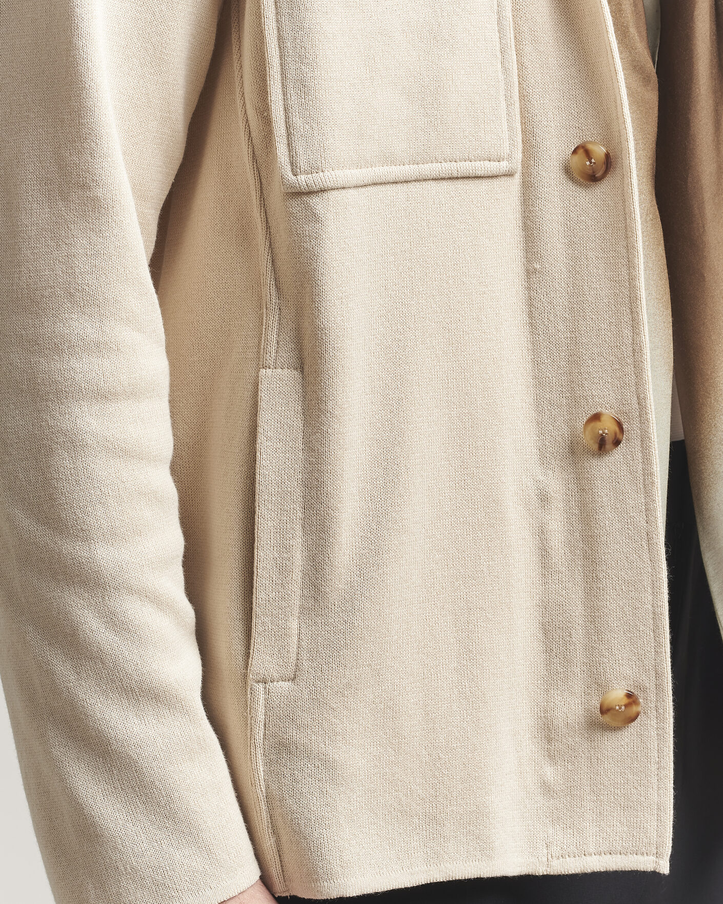 Herre | Jakker | Lardini | Knitted Cotton Pocket Shirt Jacket Beige