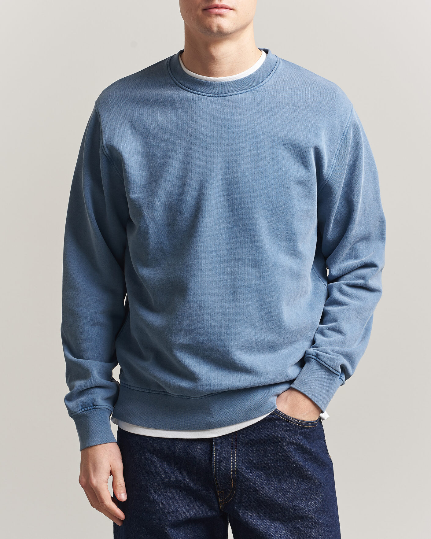 Herre | Trøjer | Colorful Standard | Classic Organic Crew Neck Sweat Faded Indigo