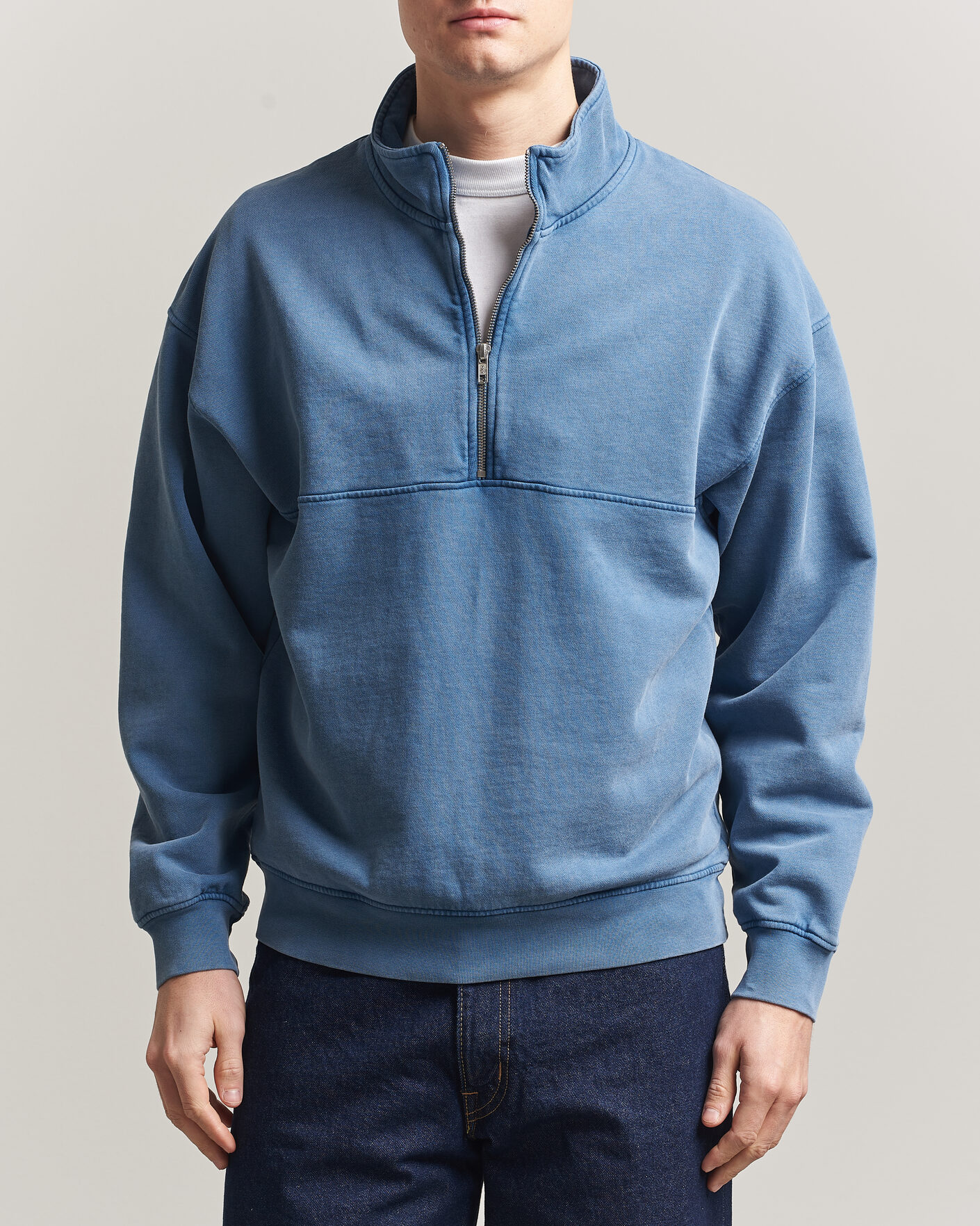 Herre | Trøjer | Colorful Standard | Classic Organic Half-Zip Faded Indigo