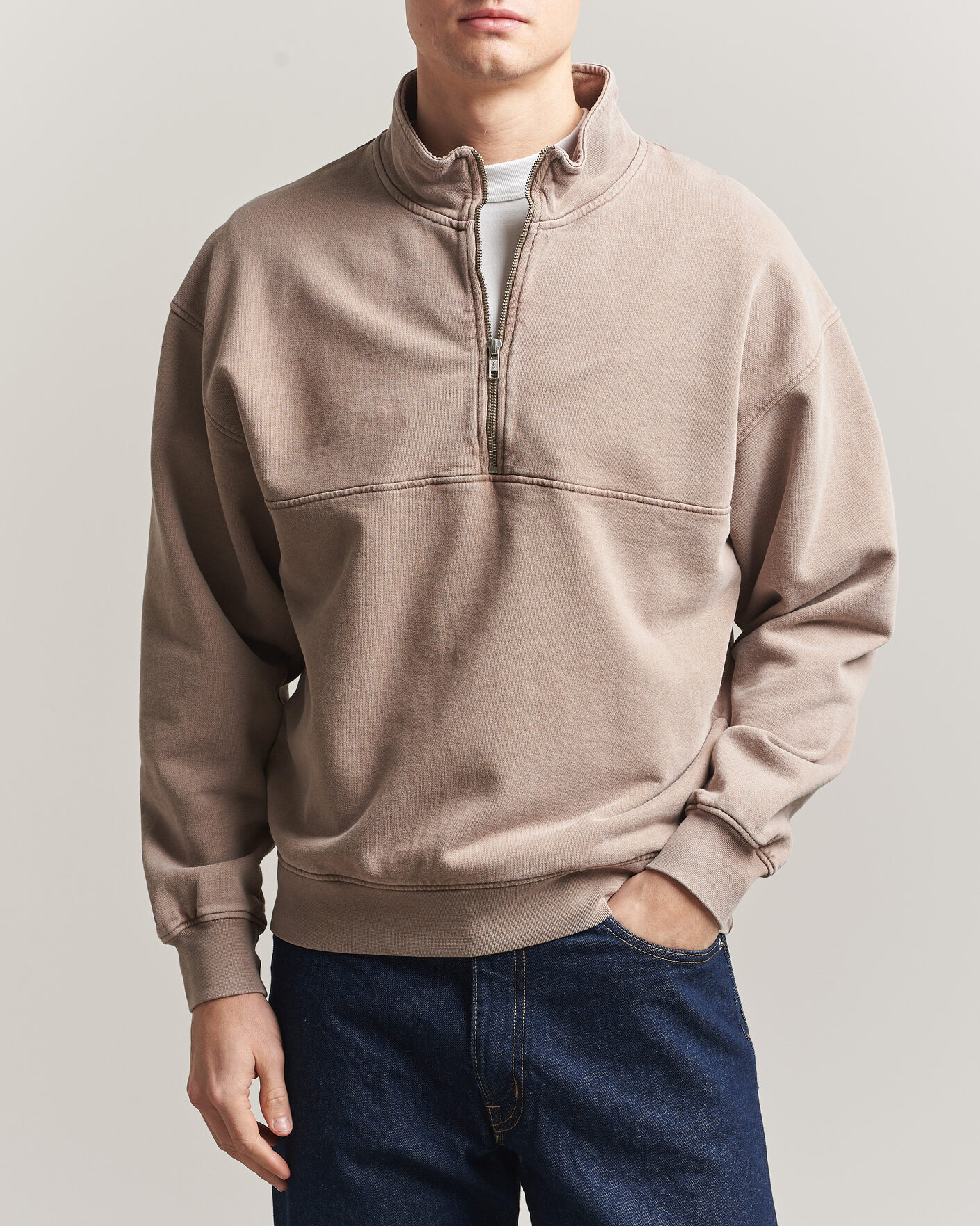Herre | Trøjer | Colorful Standard | Classic Organic Half-Zip Faded Khaki
