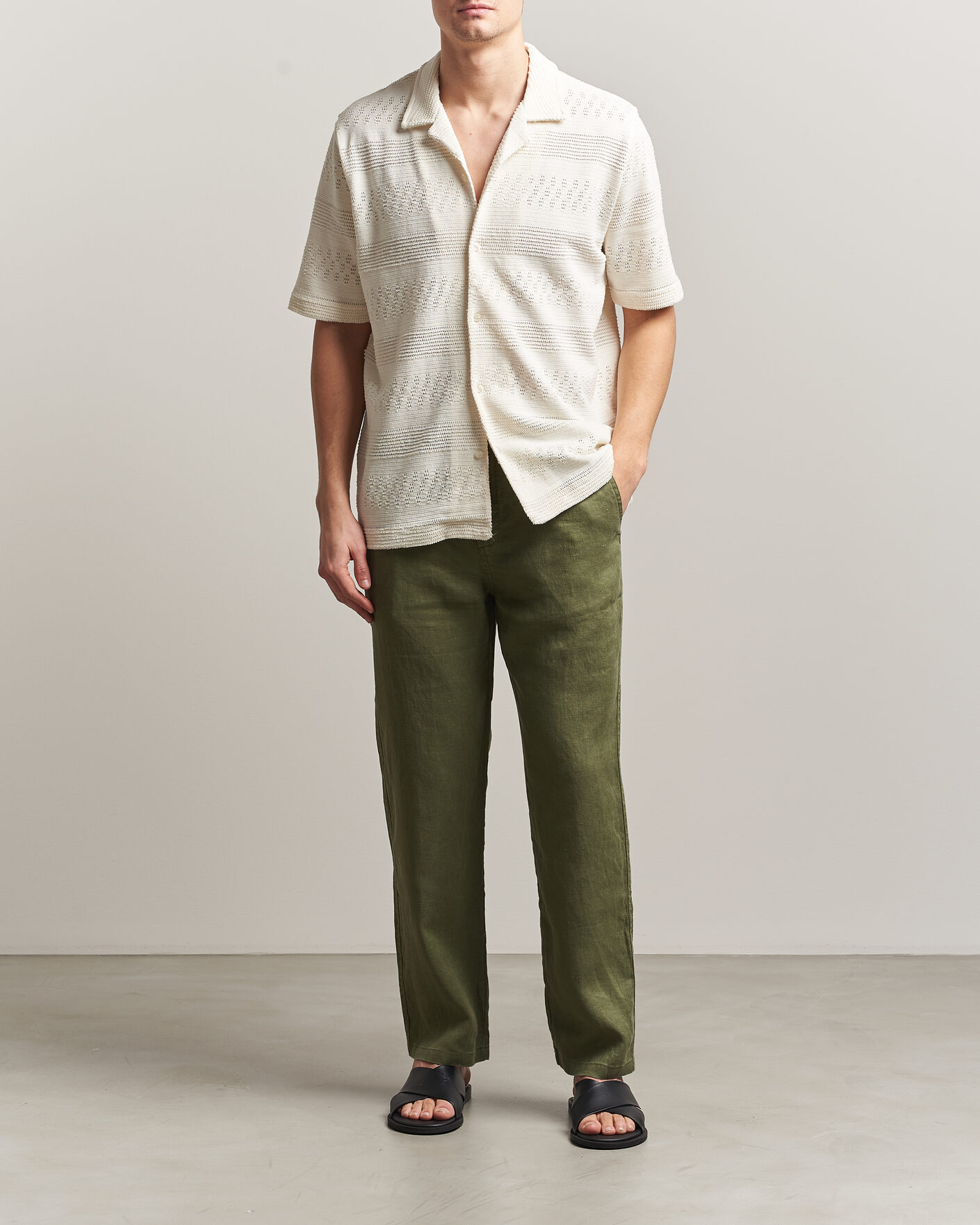 Herre | Bukser | Samsøe Samsøe | Jabari Linen Drawstring Trousers Burnt Olive