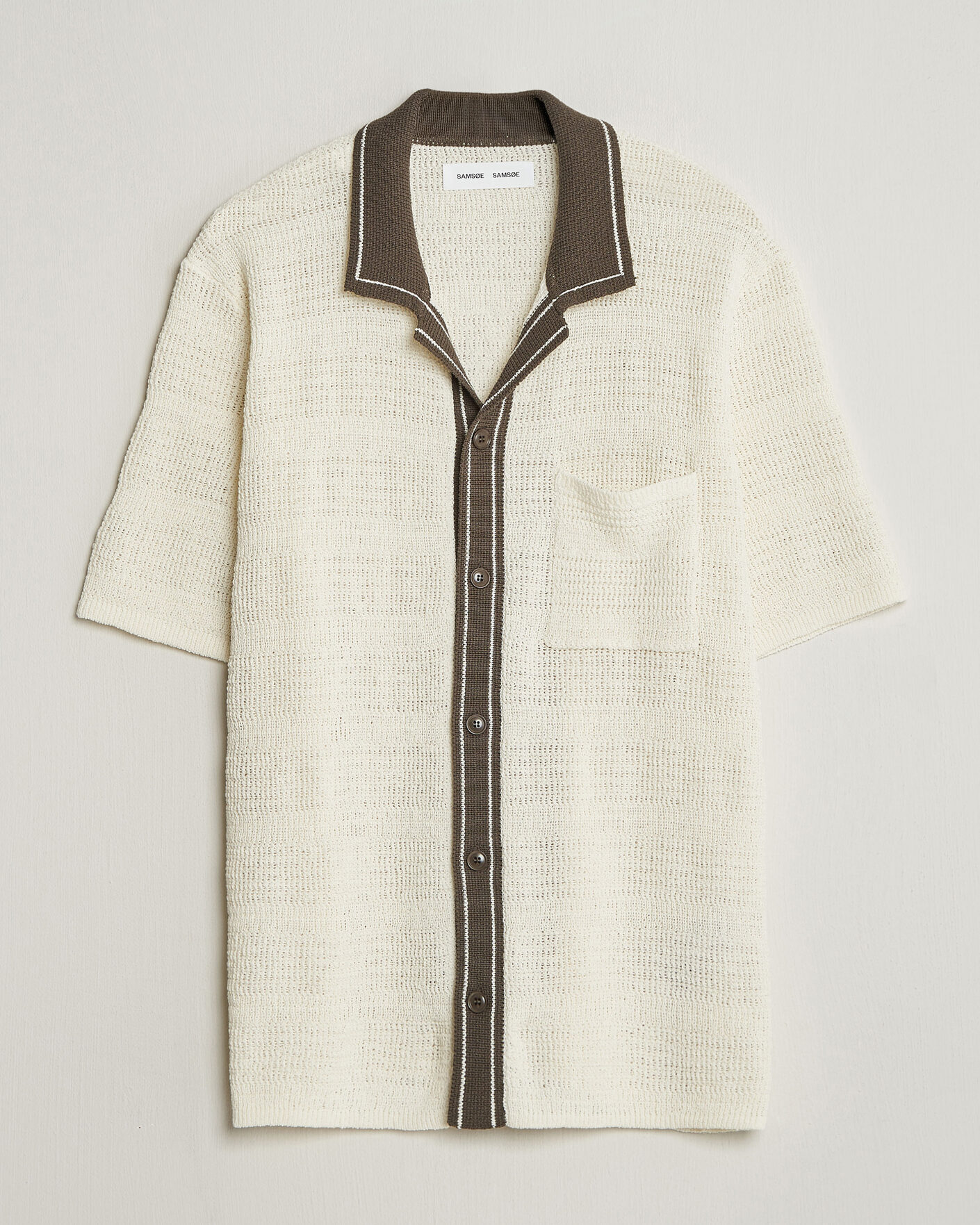 Herre | Skjorter | Samsøe Samsøe | Percy Knitted Short Sleeve Shirt Clear Cream