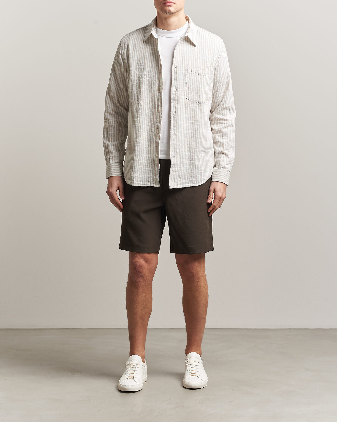 Herre | Skjorter | Samsøe Samsøe | Liam Cotton/Linen Striped Shirt Moonstruck