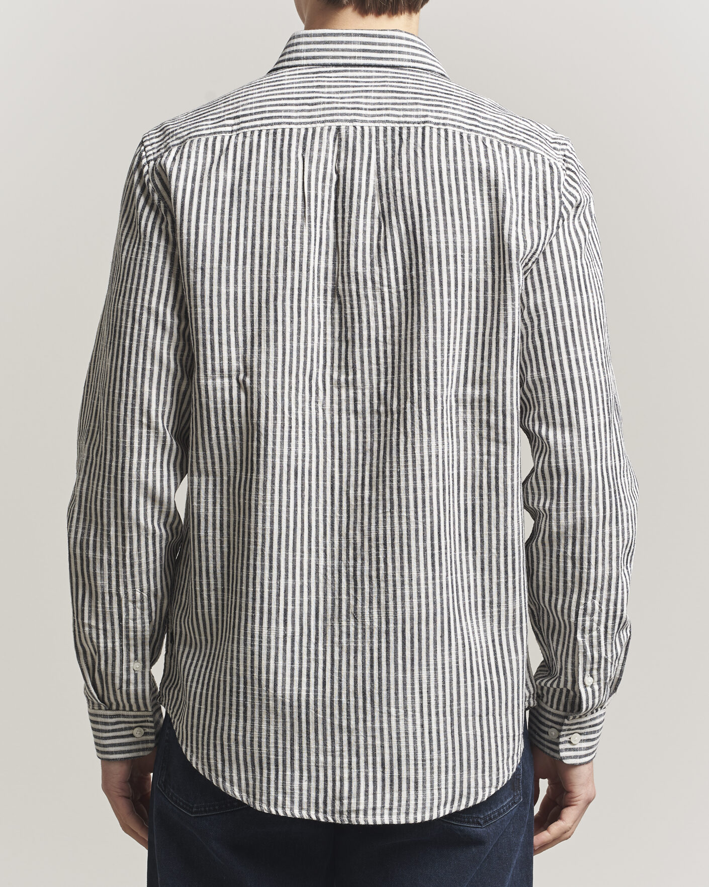 Herre | Skjorter | Samsøe Samsøe | Liam Cotton/Linen Striped Shirt Salute Navy