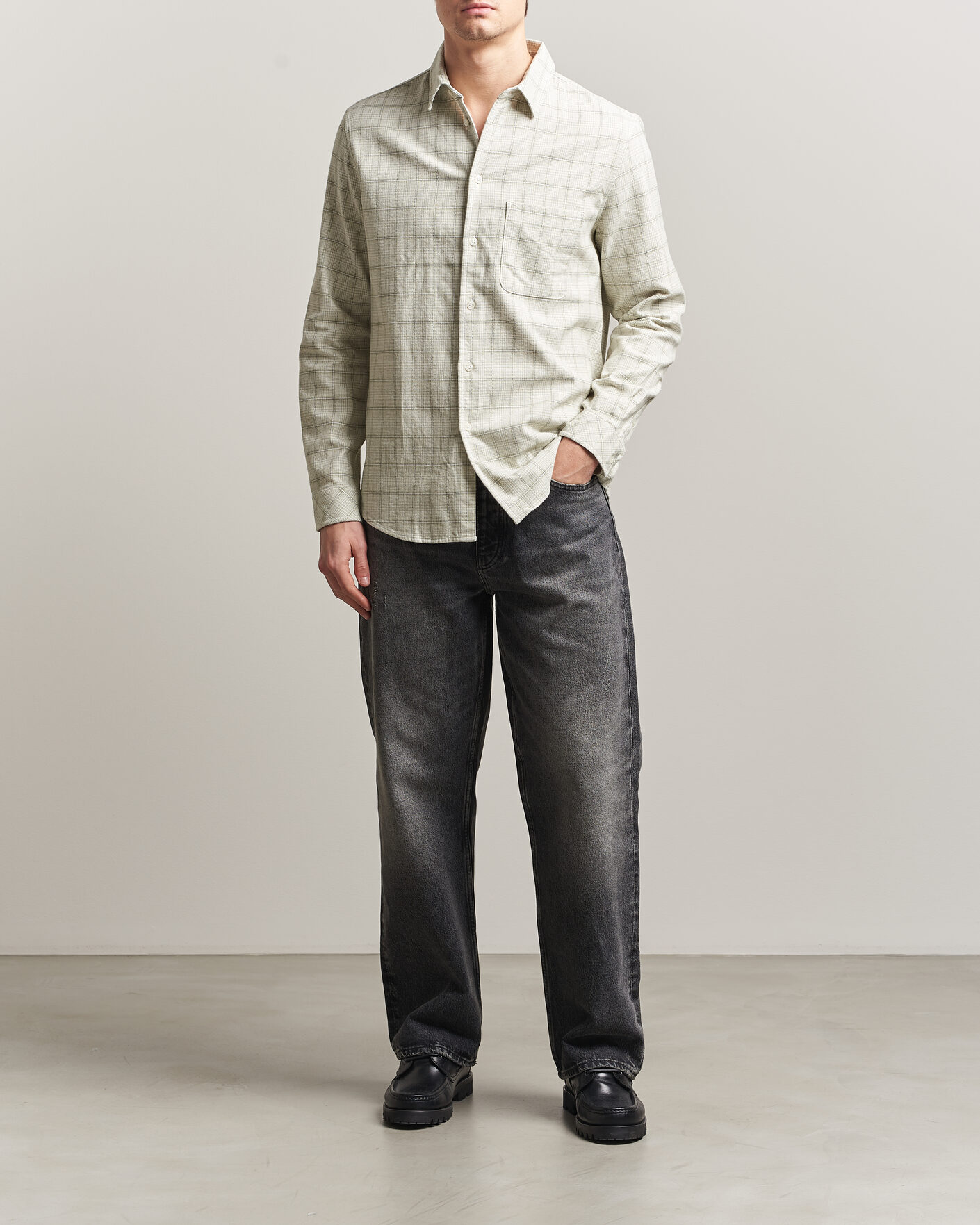 Herre | Skjorter | Samsøe Samsøe | Liam Checked Cotton Shirt Off White