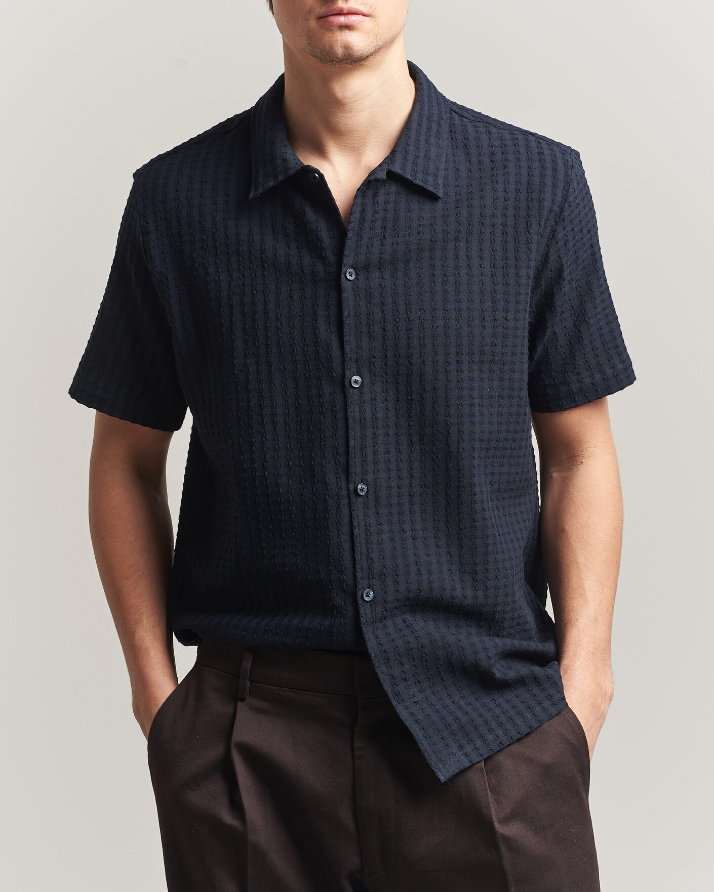 Herre | Skjorter | Samsøe Samsøe | Avan Structured Short Sleeve Shirt Salute Navy
