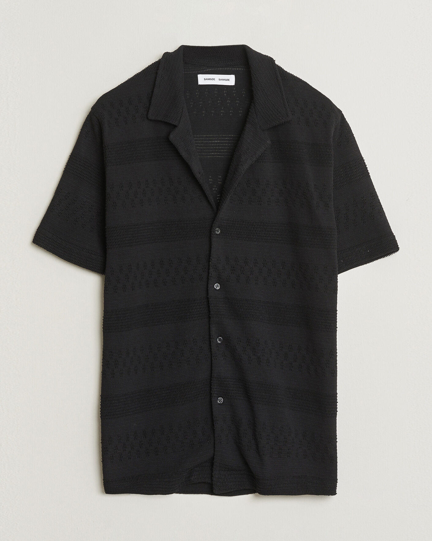 Herre | Skjorter | Samsøe Samsøe | Martin Knitted Short Sleeve Shirt Black