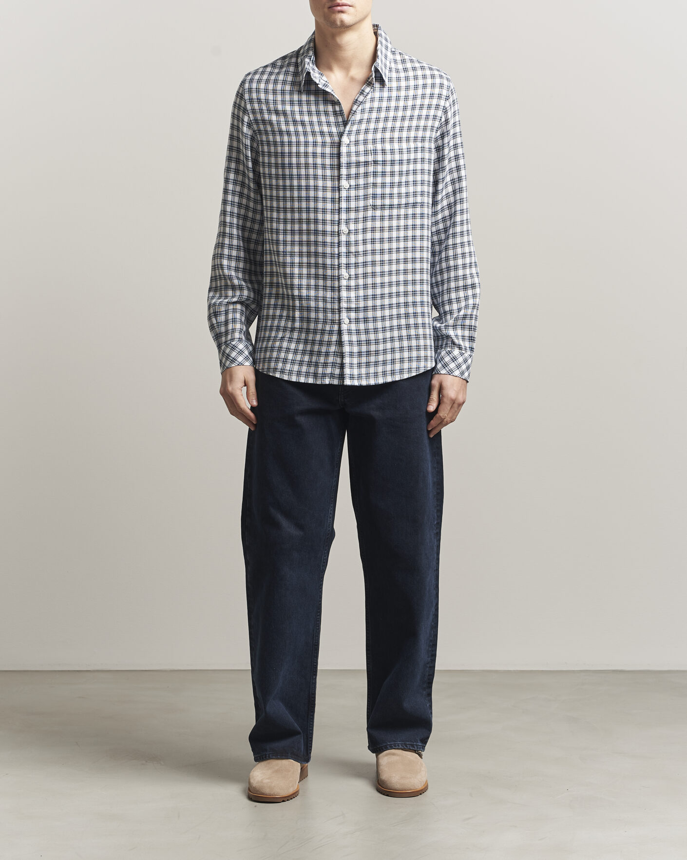 Herre | Skjorter | Samsøe Samsøe | Ryan Tencel Checked Shirt Blue