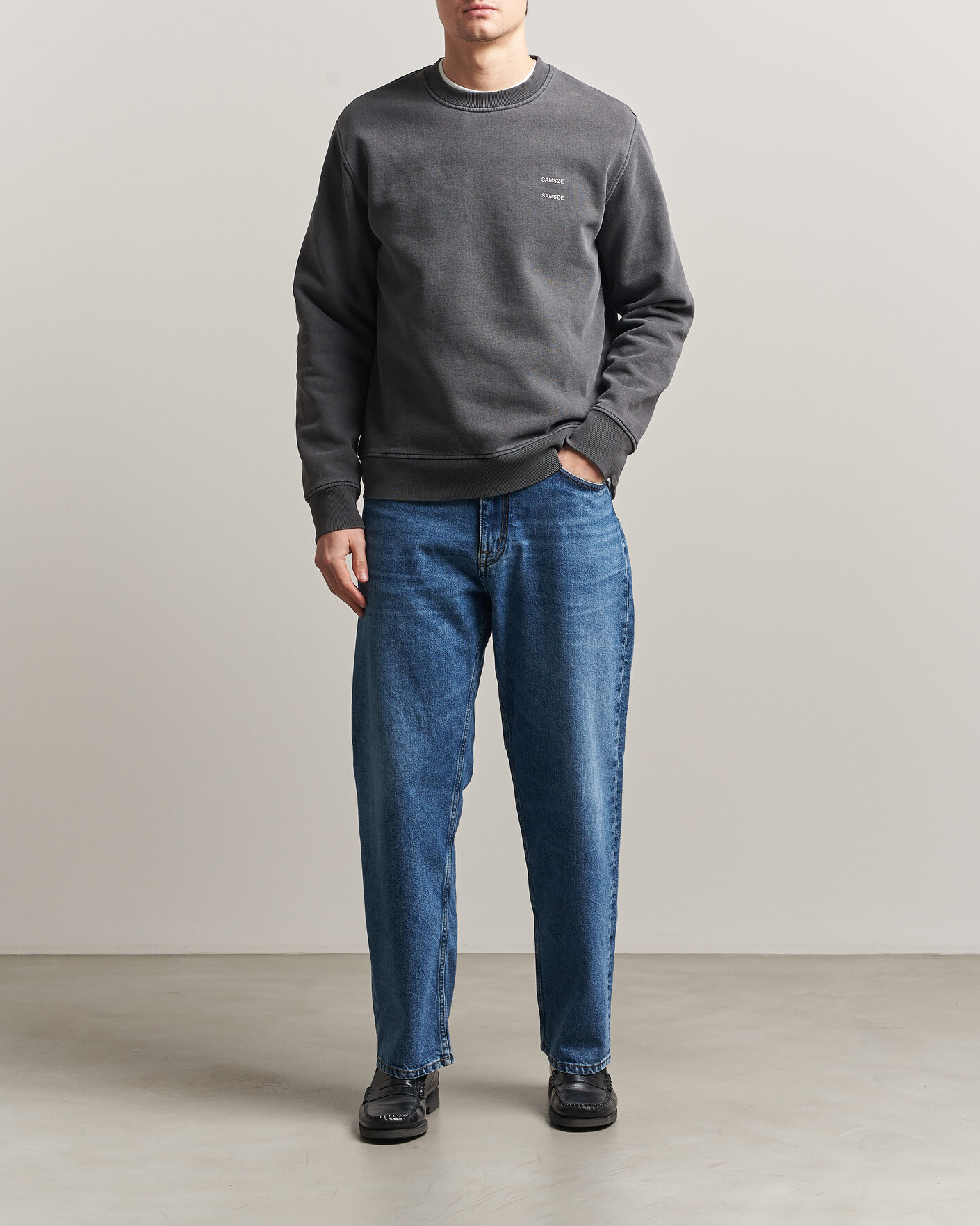 Herre | Trøjer | Samsøe Samsøe | Joel Washed Organic Cotton Sweatshirt Black