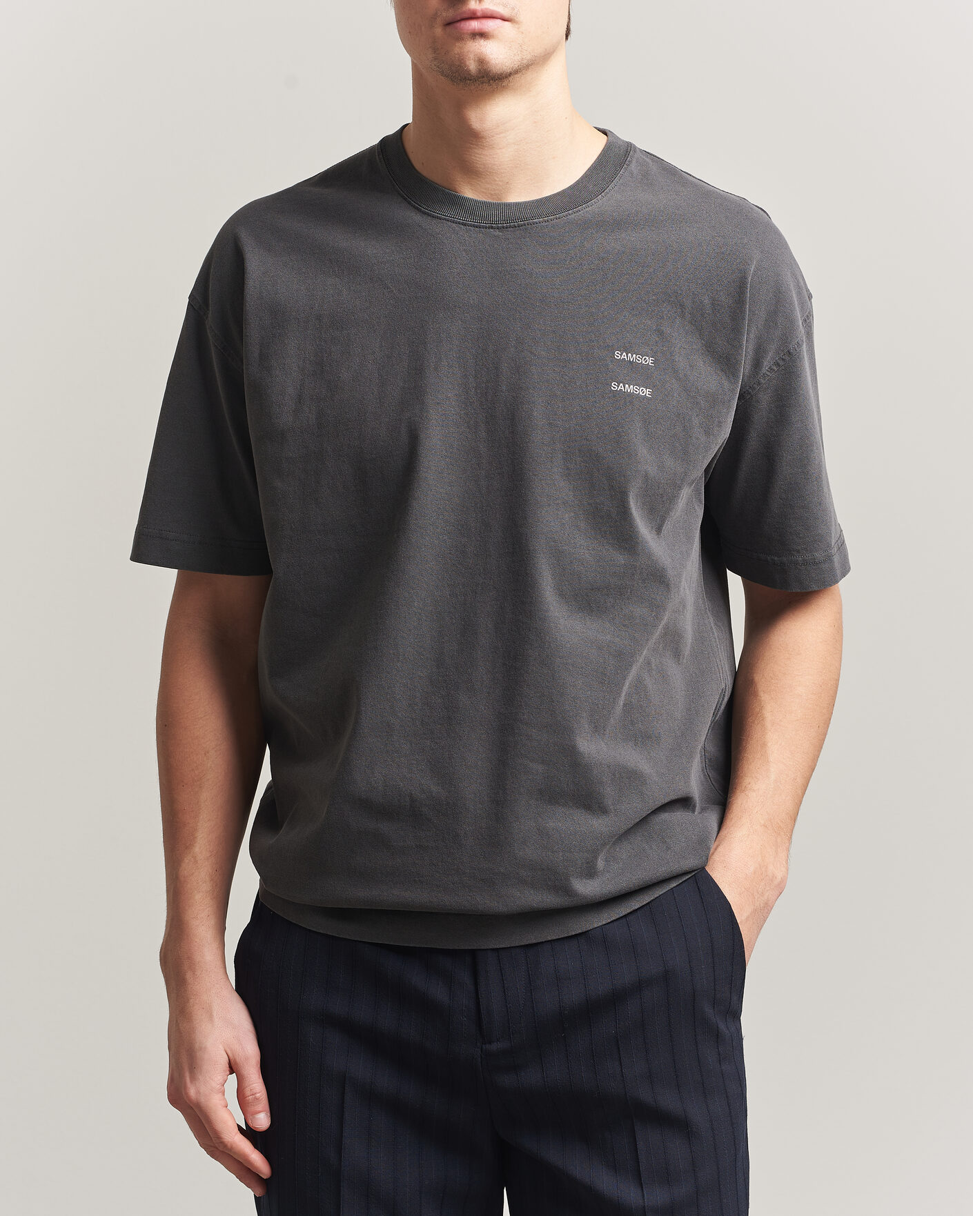 Herre | T-Shirts | Samsøe Samsøe | Joel Washed Organic Cotton T-Shirt Black