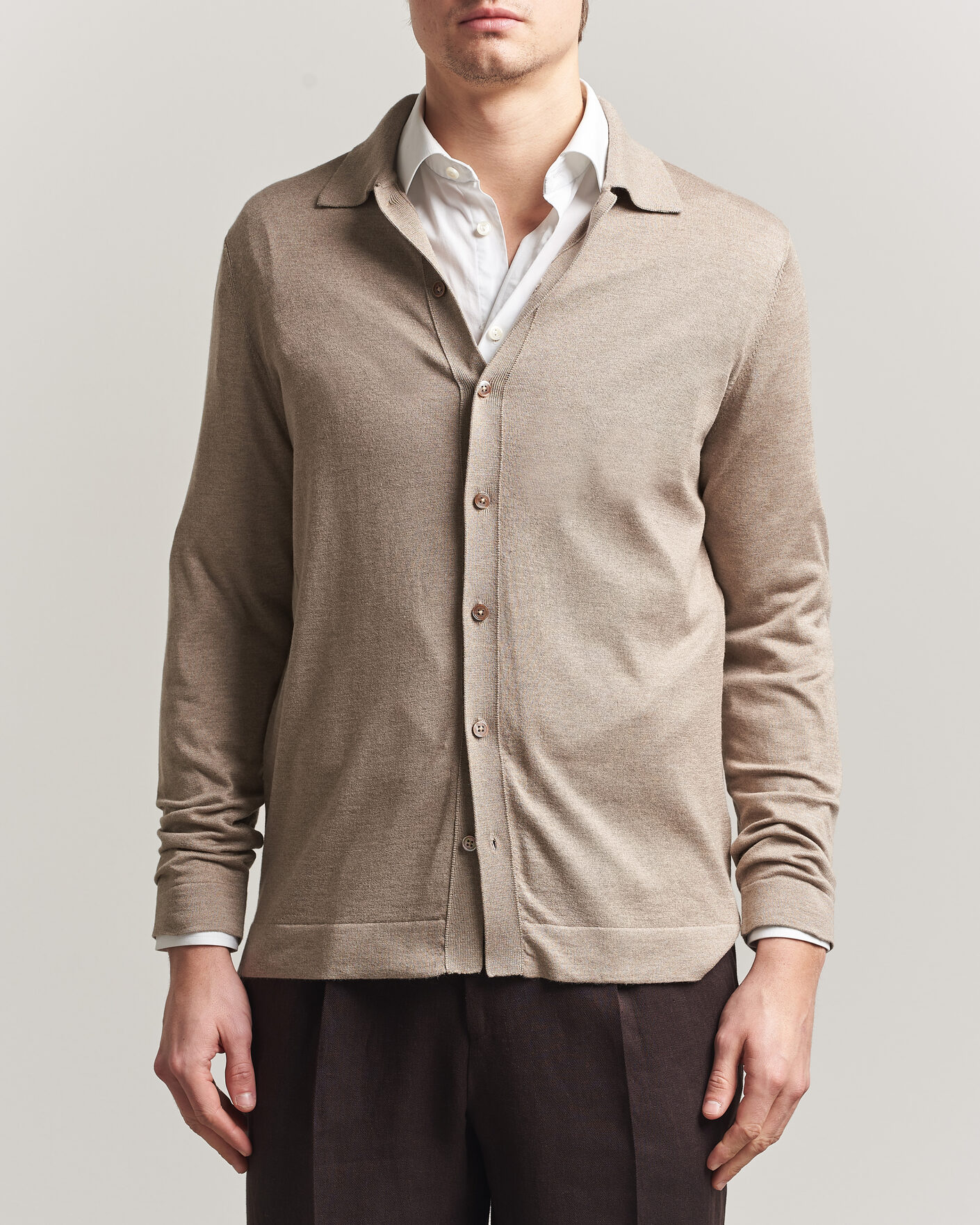Herre | Trøjer | Stenströms | Silk/Cashmere Cardigan Taupe